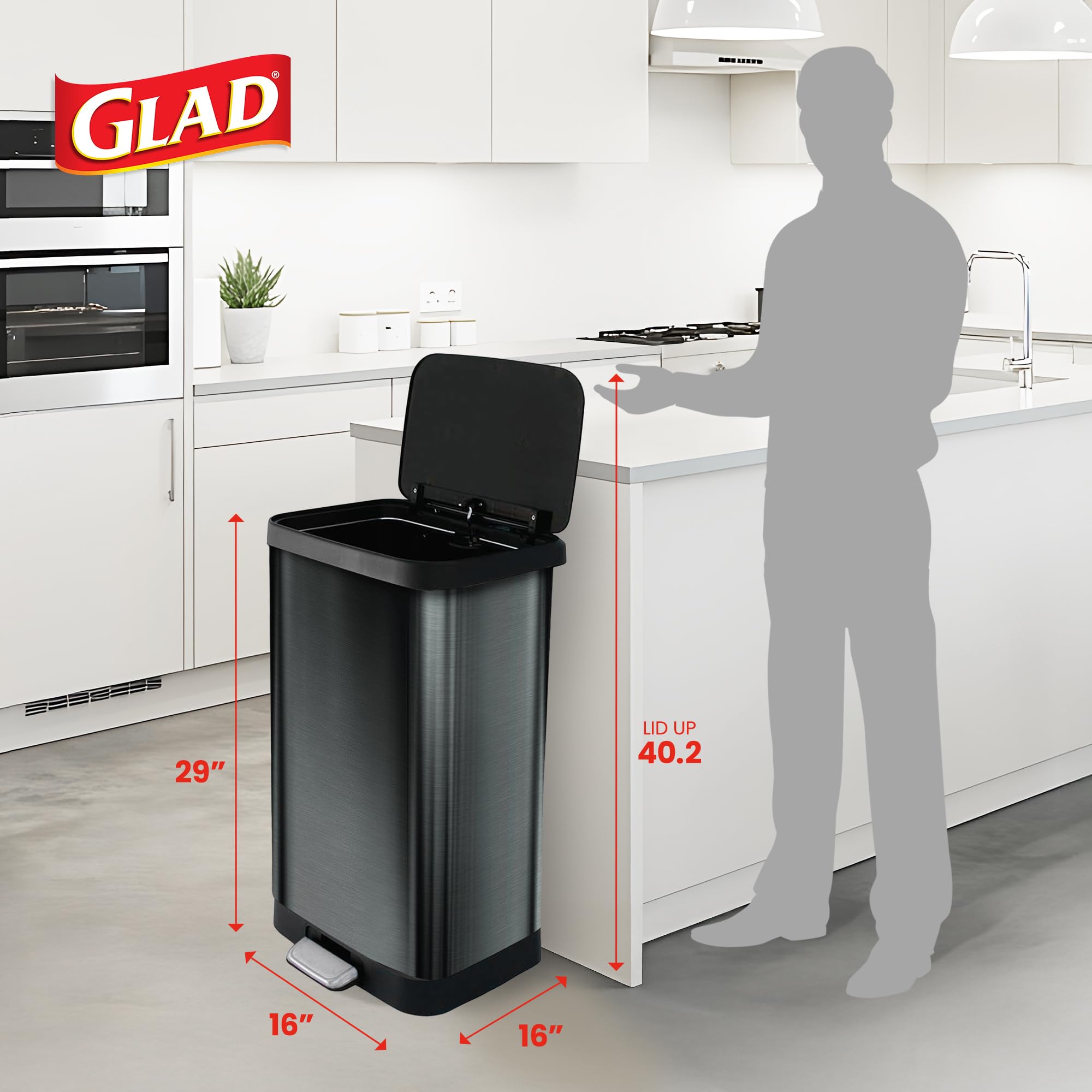 Stainless Steel Trash Can with Clorox Odor Protection