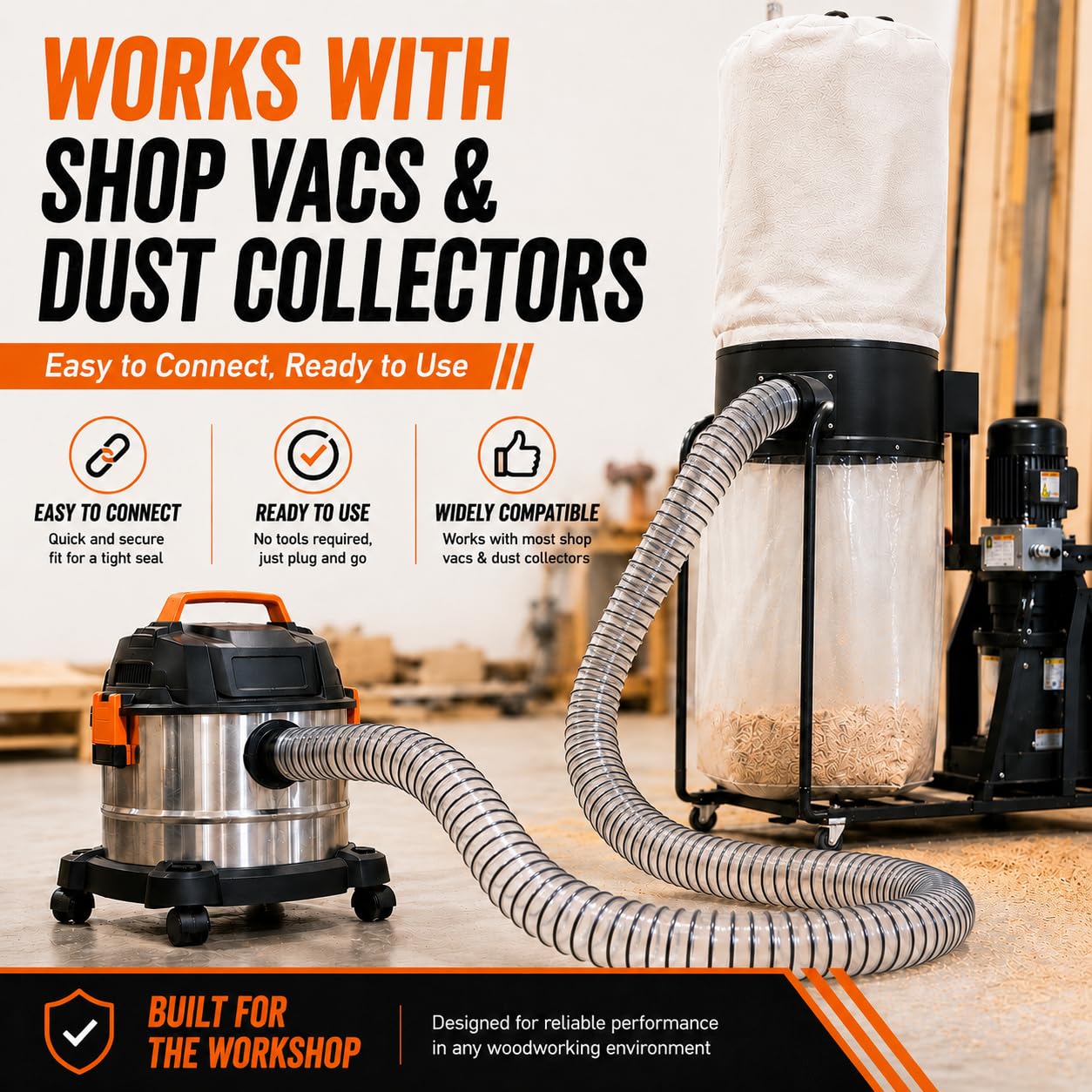 6"x10' Clear PVC Dust Collection Hose