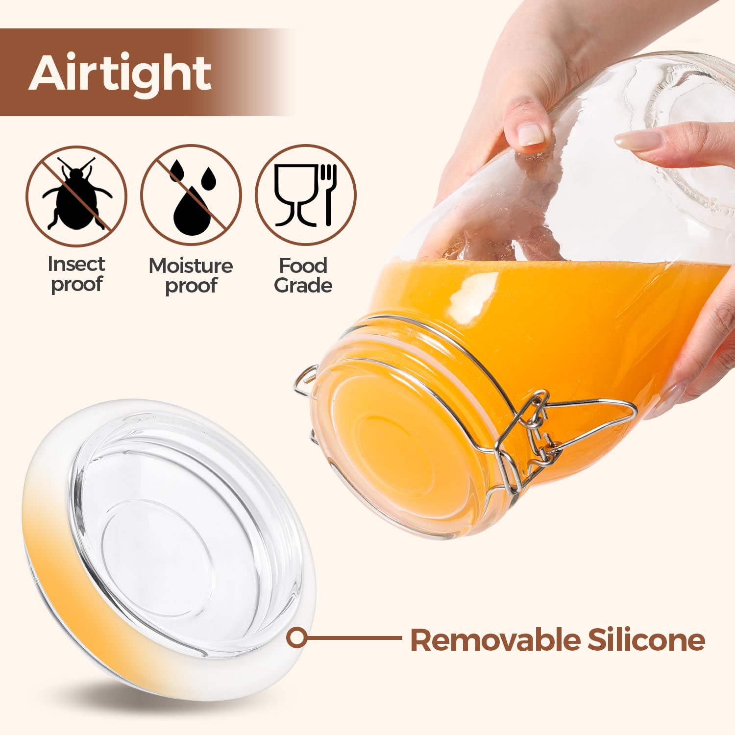 Large Glass Jars with Airtight Lids 71 oz 3 Pack Pantry Organization (3 Count)