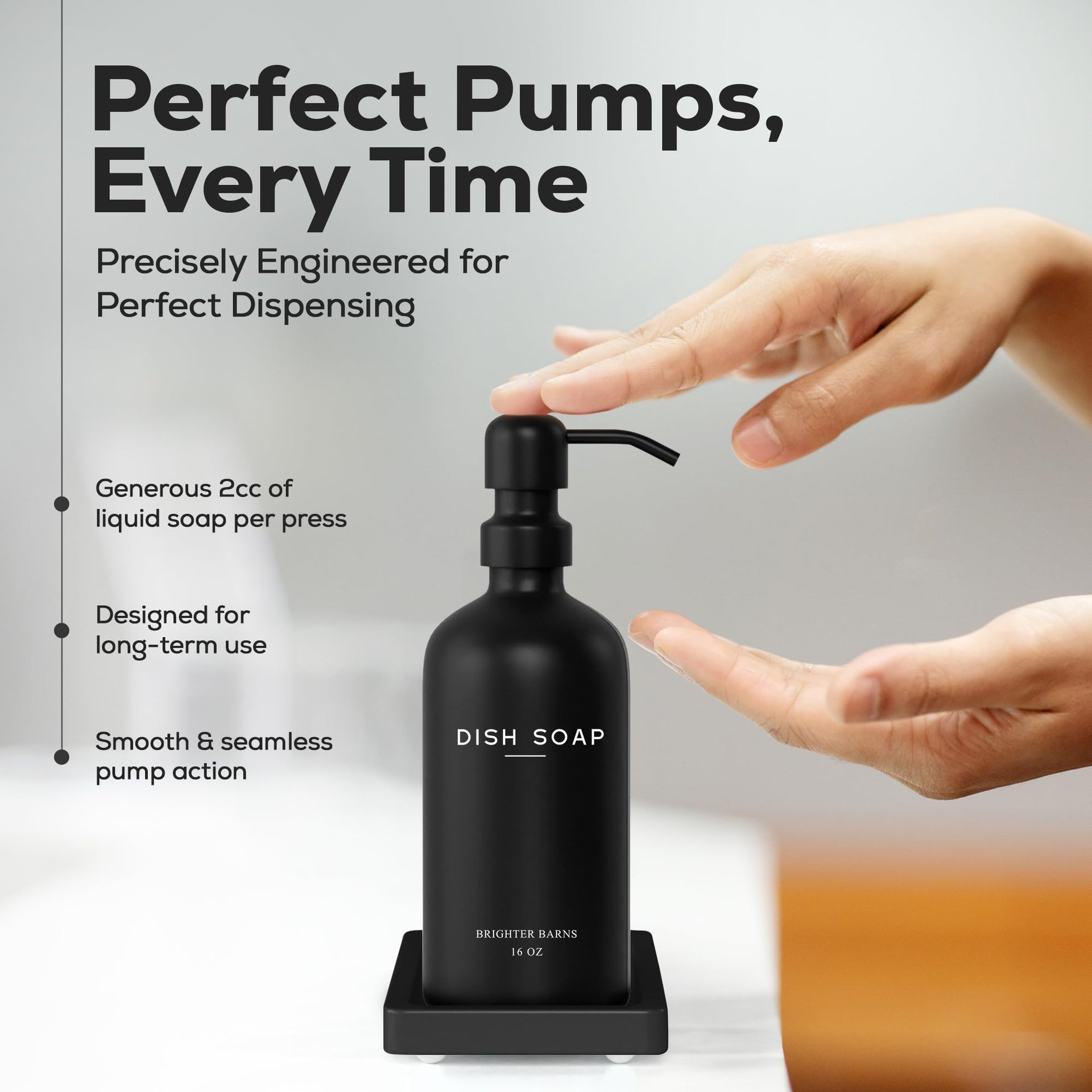 Black Glass Hand and Dish Soap Dispenser Set by Brighter Barns (2 Count)