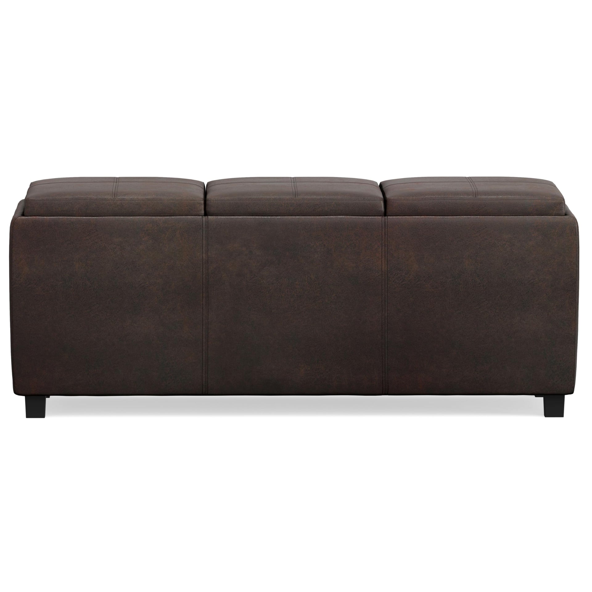 Avalon 42" Wide Vegan Leather Storage Ottoman in Brown