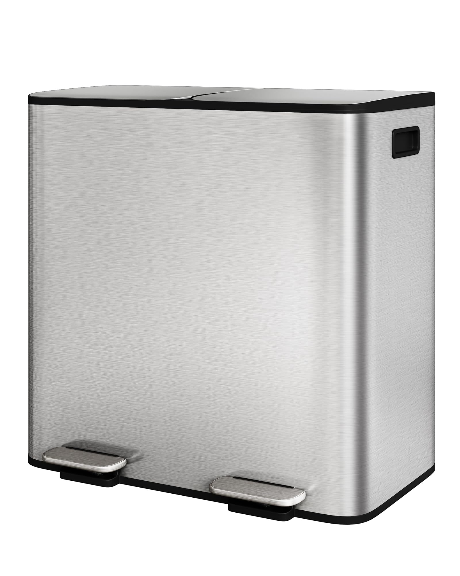 2 x 10.6 gal Stainless Steel Double Trash Can with Lid for Kitchen