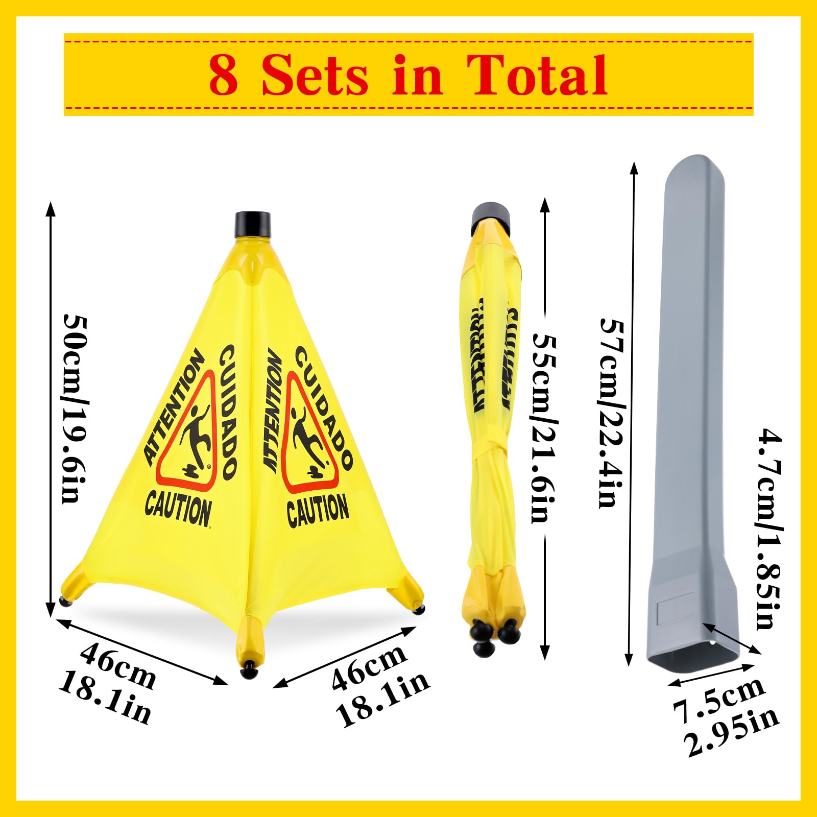 8 Packs Wet Floor Signs 20 Inch (8 Count)