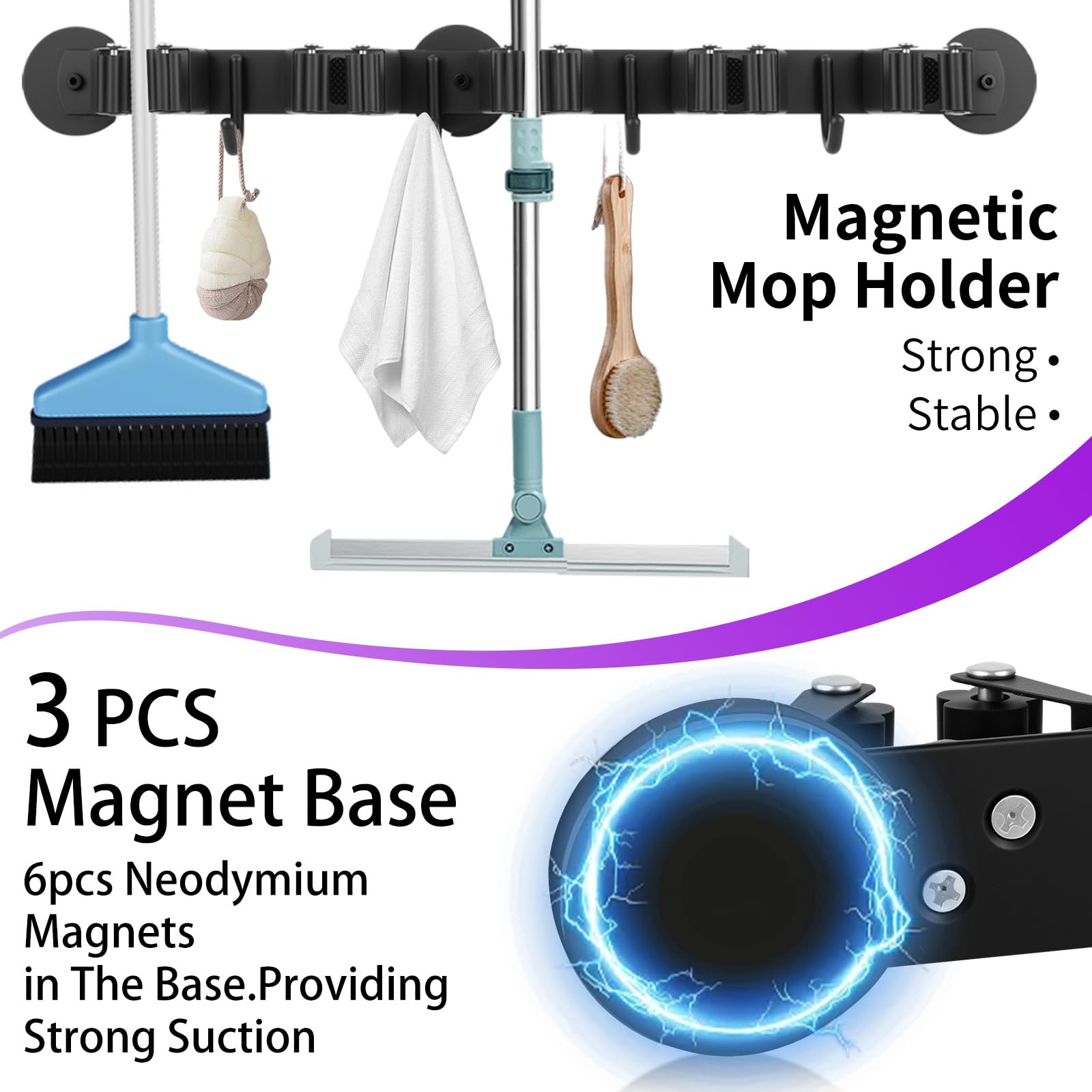 Magnetic Broom Holder Wall Mount