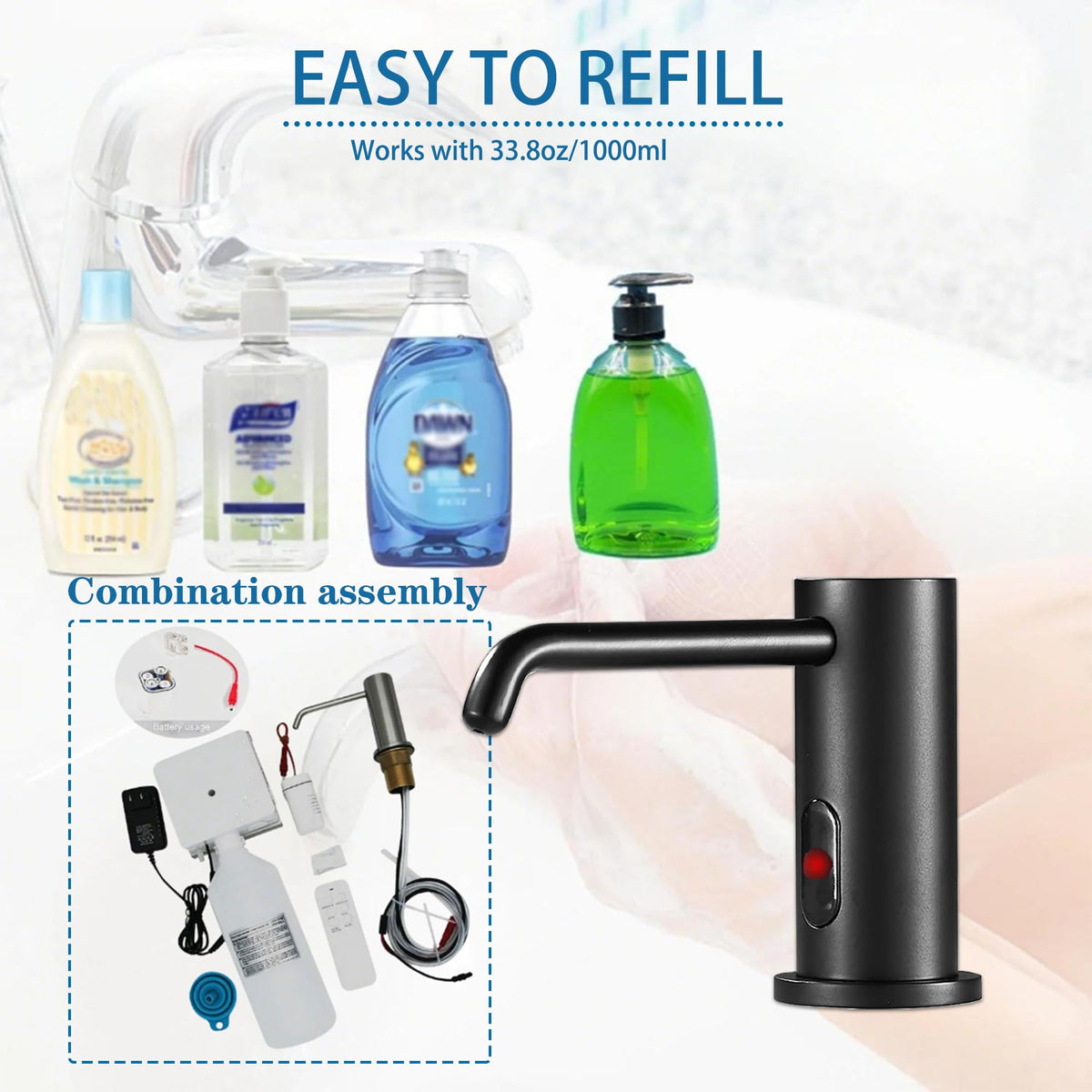 Touchless Automatic Soap Dispenser Built in Sink Electric Soap Dispenser