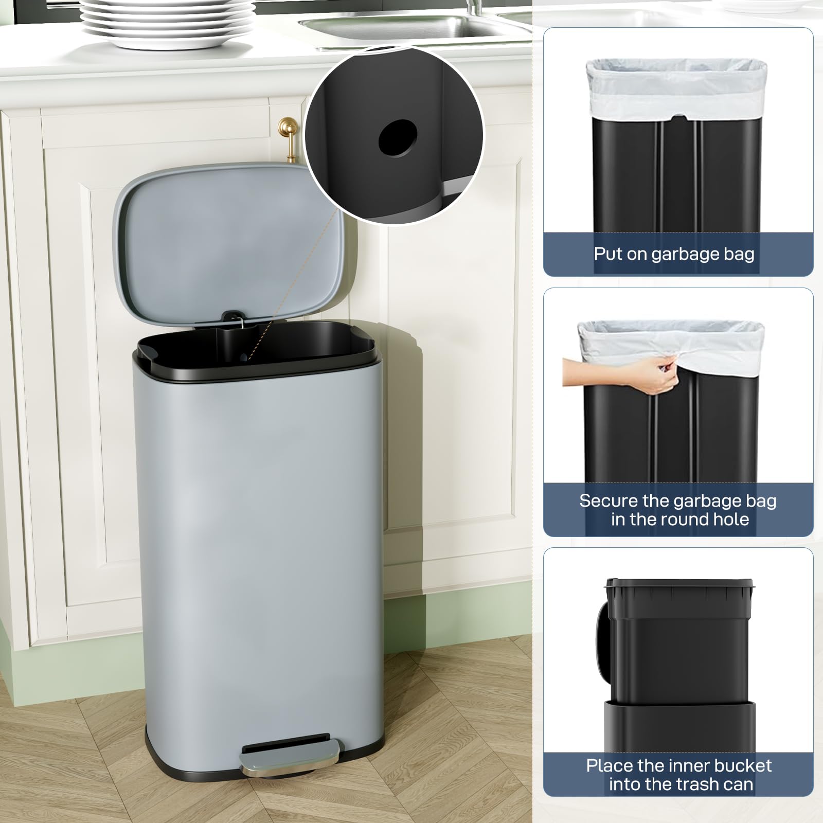 13.2 Gal Step Kitchen Trash Can