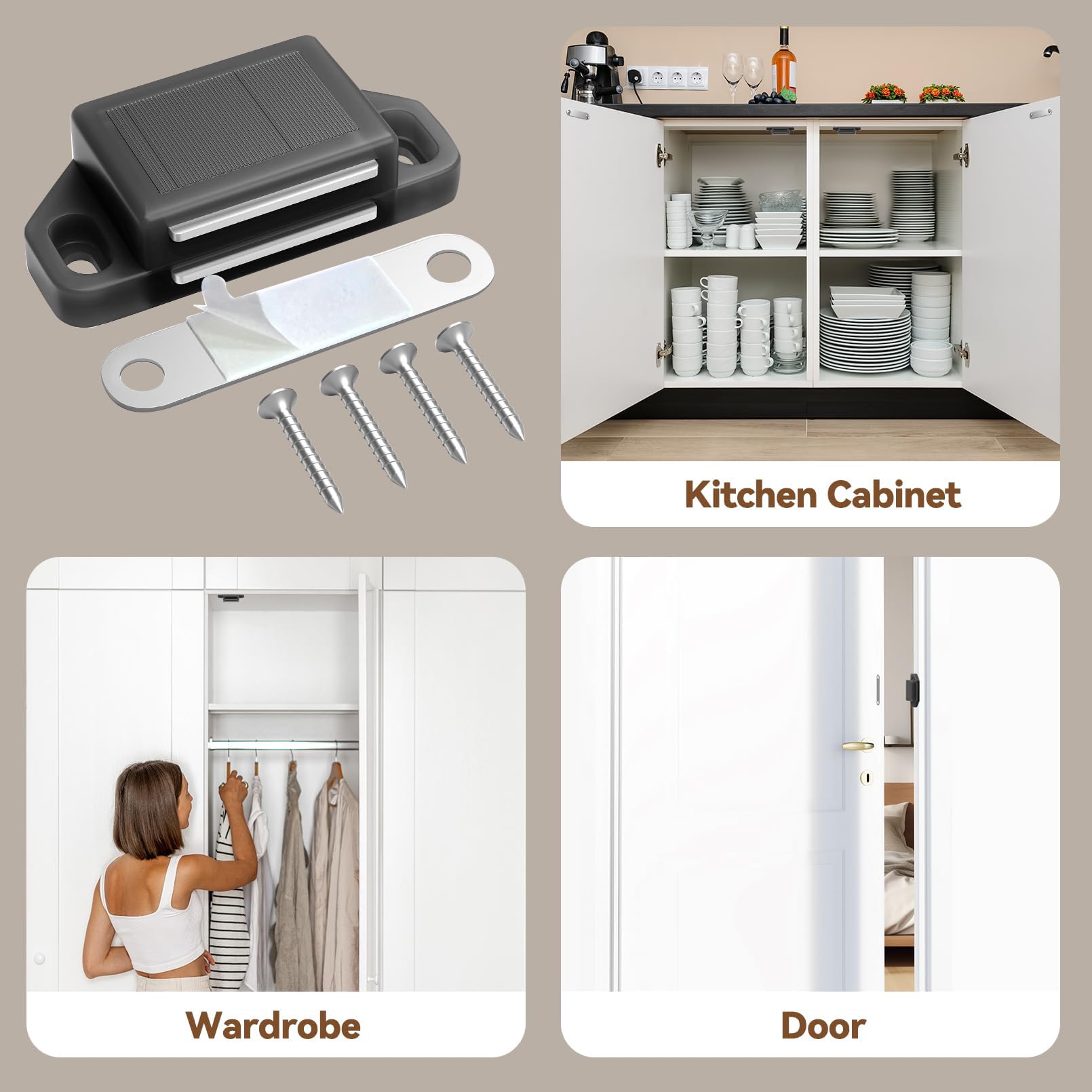 Cabinet Magnetic Catch Door Latch 25LB for Kitchen Drawer Magnets to Stay Closed Magnetic Catch Closet for Drawer（Black 18 Pack）