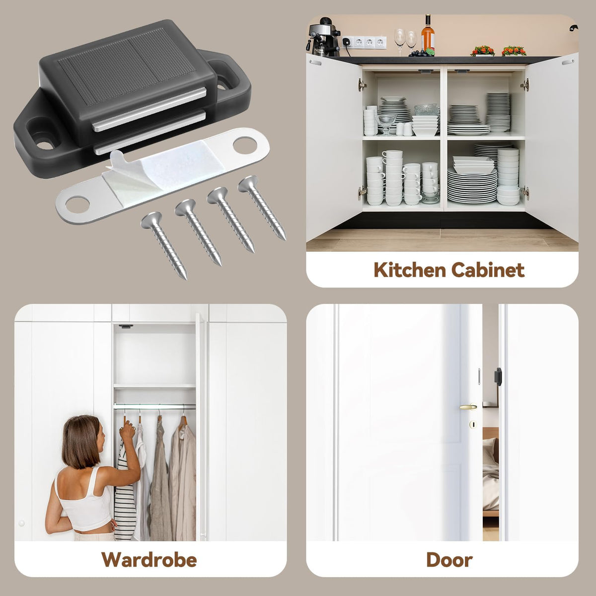 Cabinet Magnetic Catch Door Latch 25LB for Kitchen Drawer Magnets to Stay Closed Magnetic Catch Closet for Drawer（Black 18 Pack）