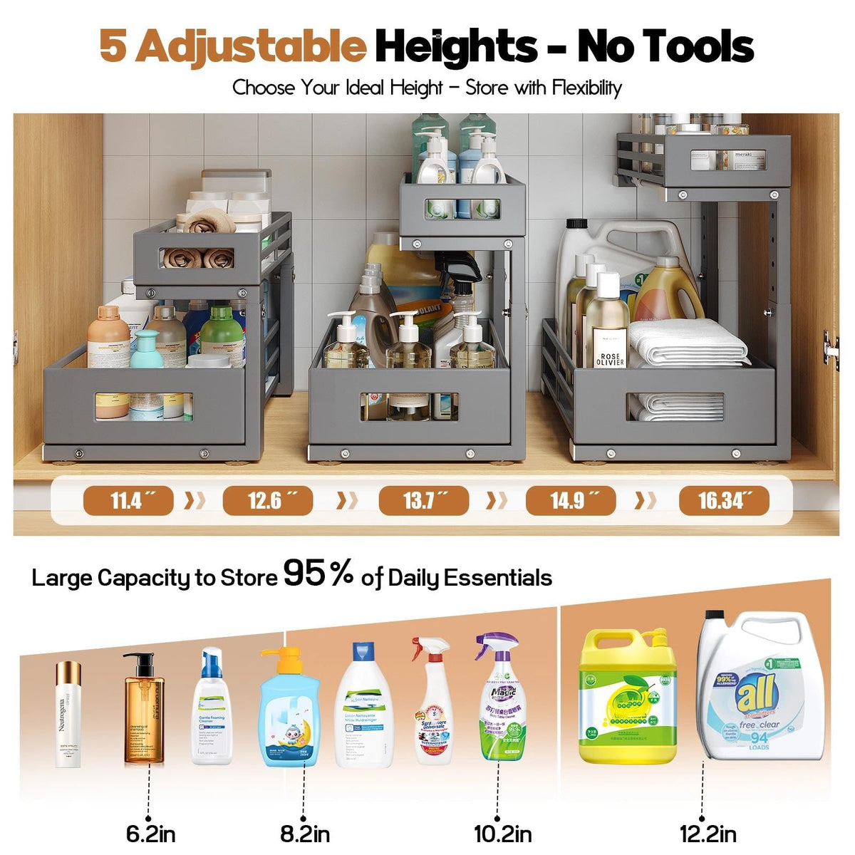 1 Pack Under Sink Organizers and Storage