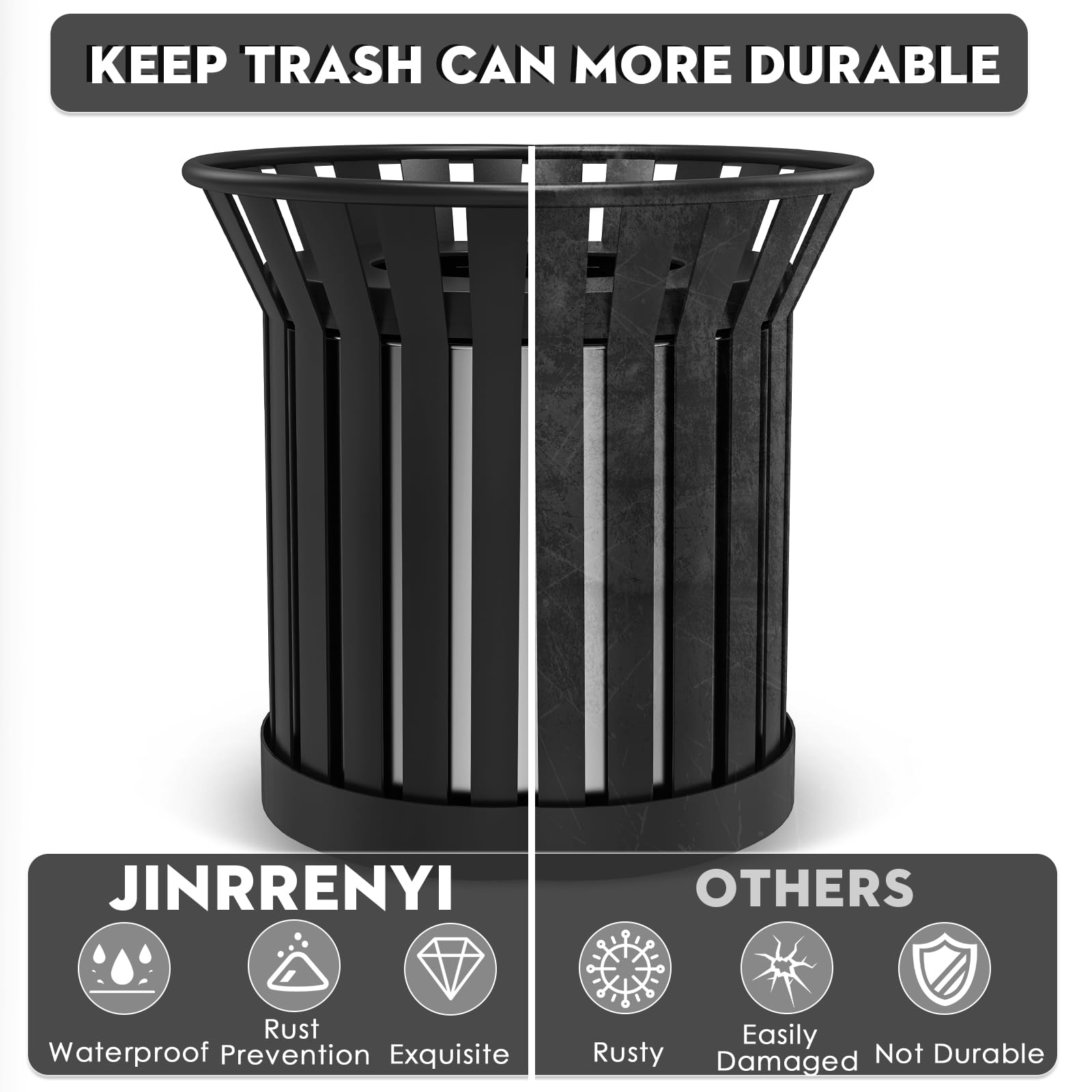 25.2IN Large Round Large Outdoor Trash Can