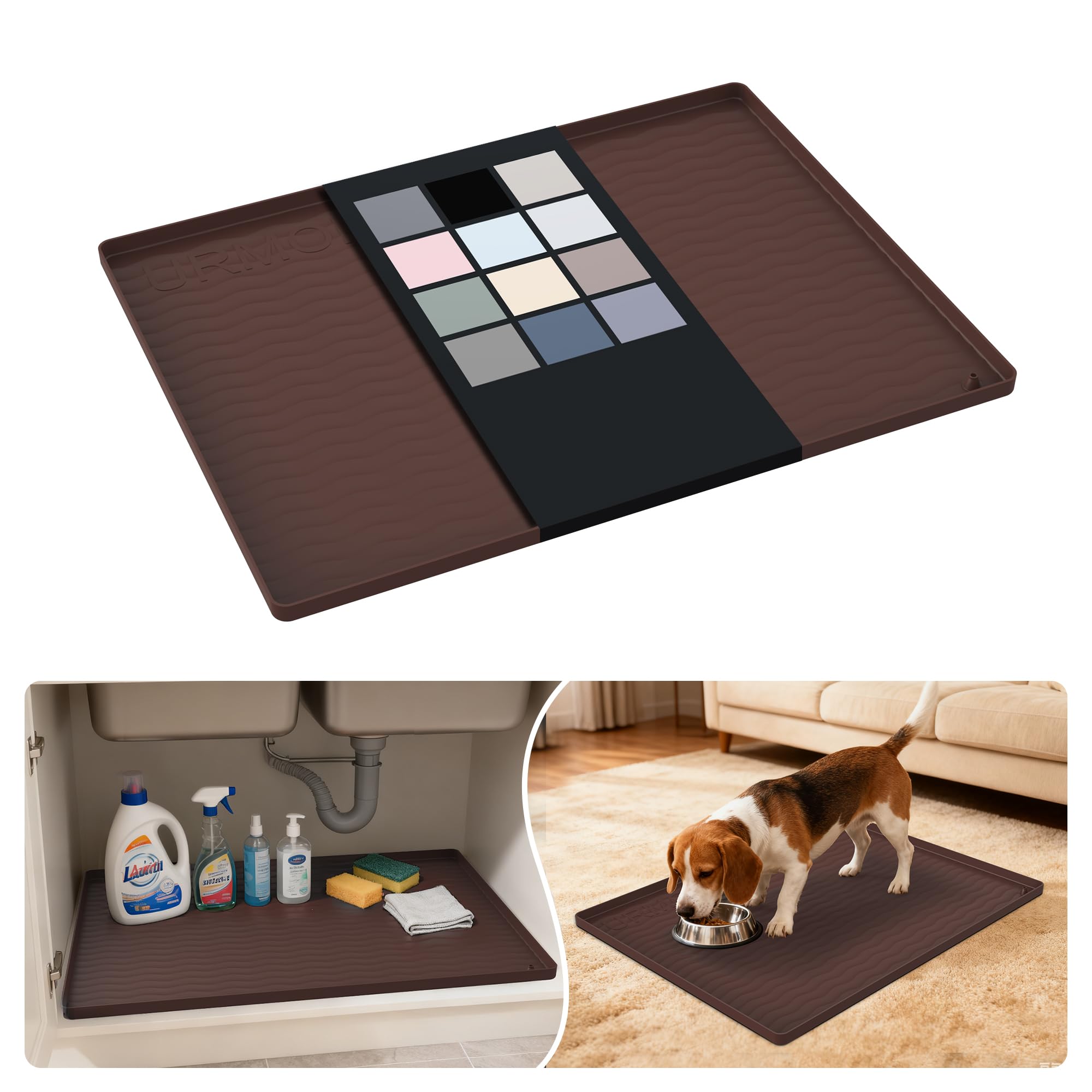 Waterproof Silicone Under Sink Mat 25'' x 19'' Shelf Liner for Kitchen and Bathroom