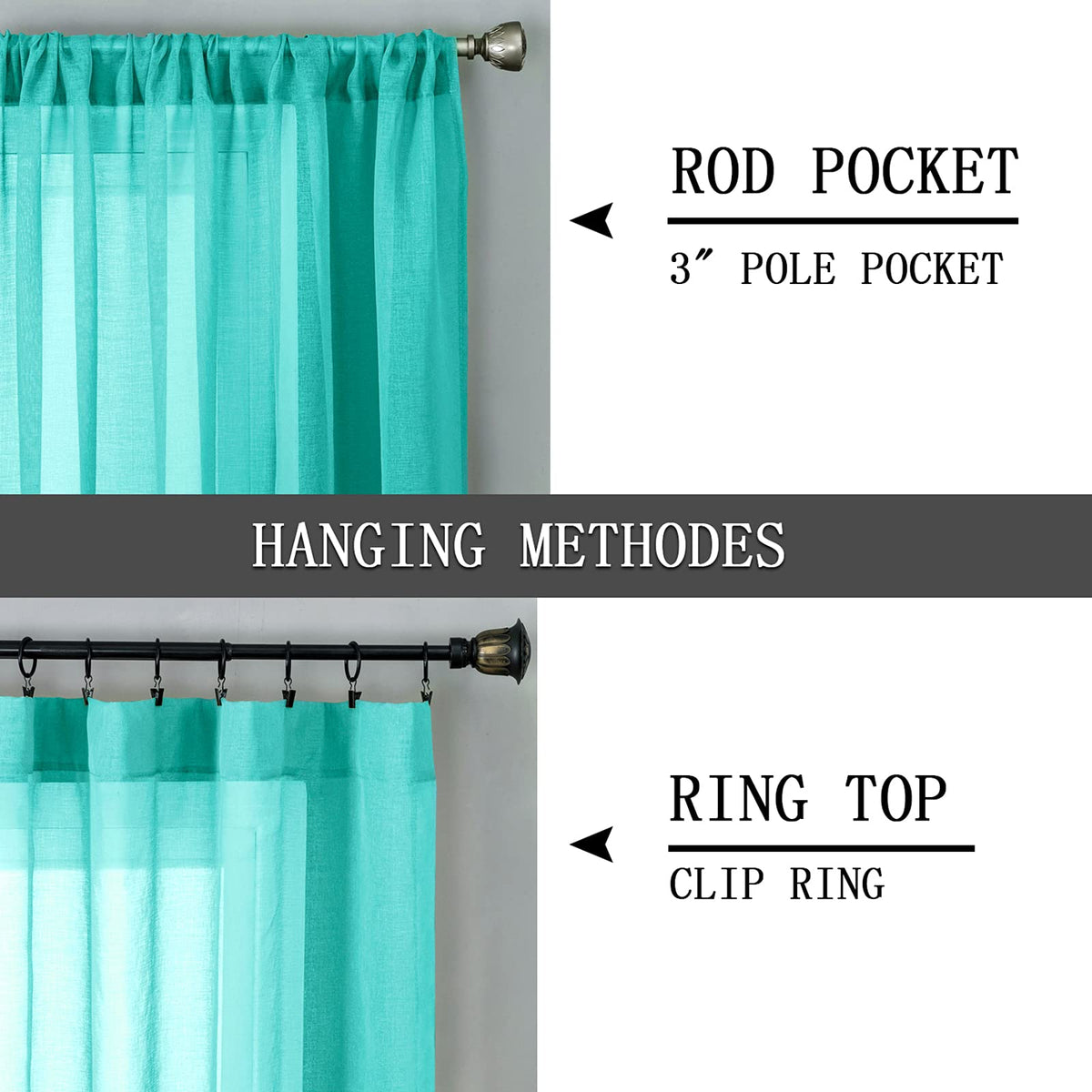 Short Sheer Curtains Linen Textured Bedroom Curtain Sheers Light Filtering Rod Pocket Voile Curtains for Living Room