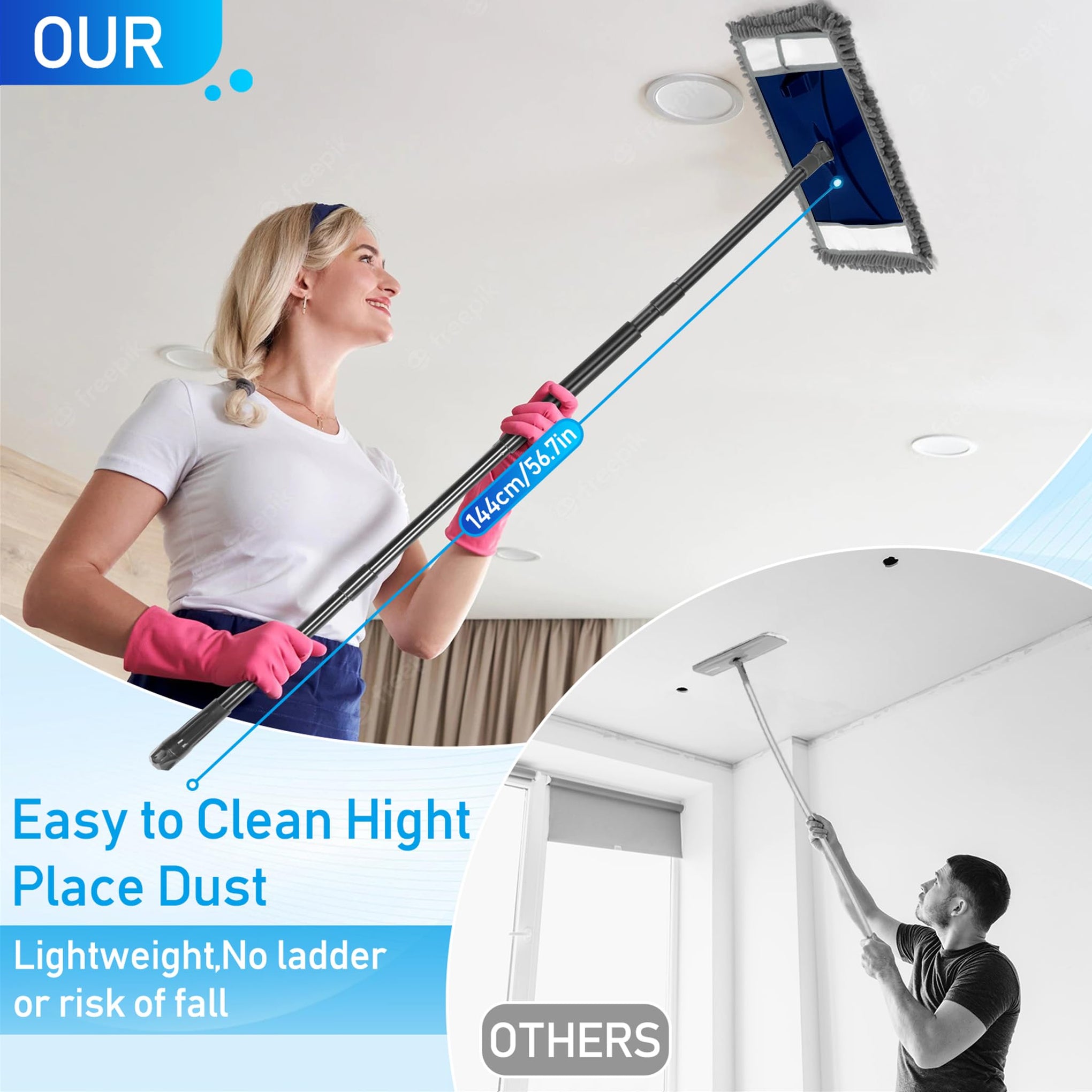 Wall Cleaner Mop with Long Handle (2 Count)