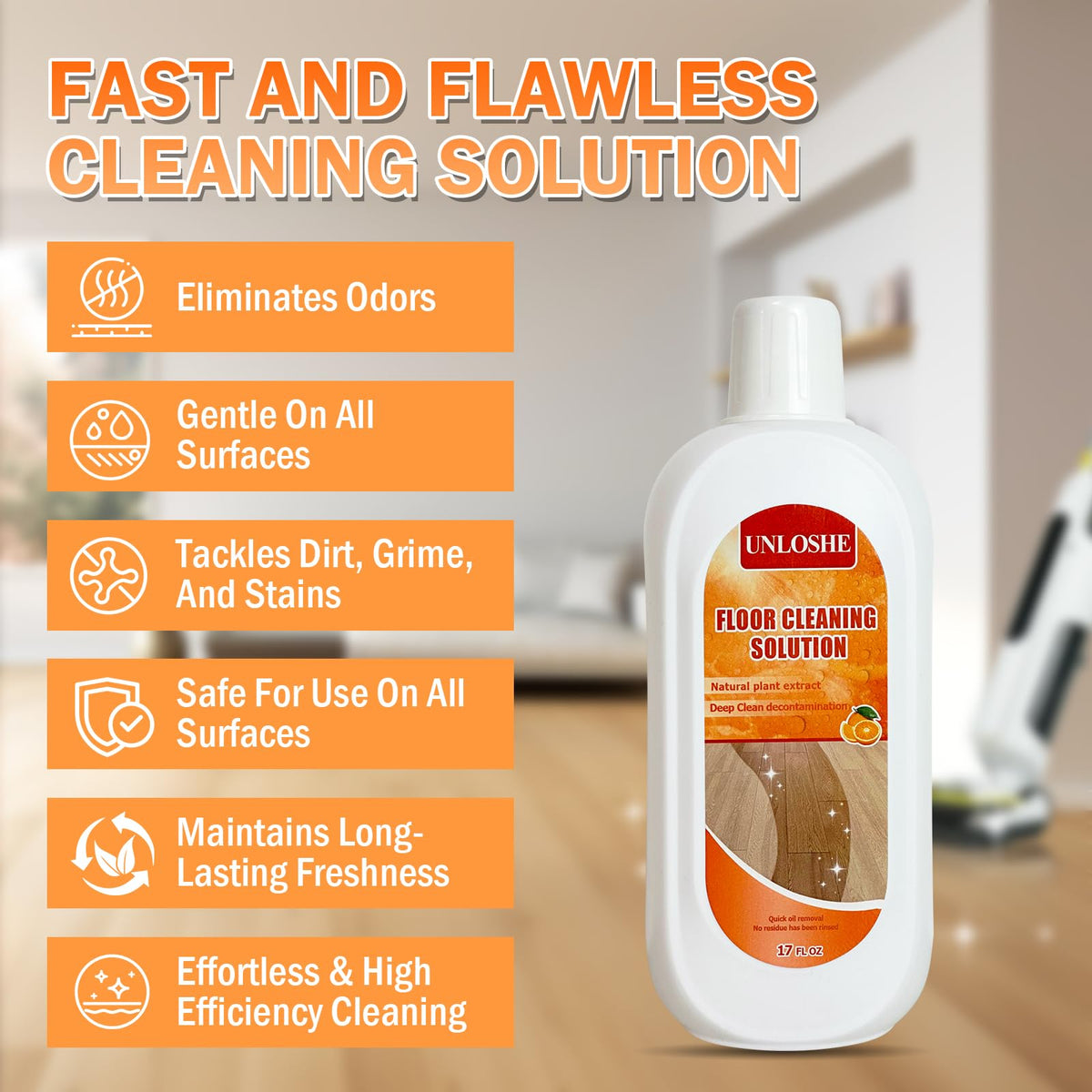 Floor Cleaning Solution for Robot Vacuum Mops (34 Fl Oz)