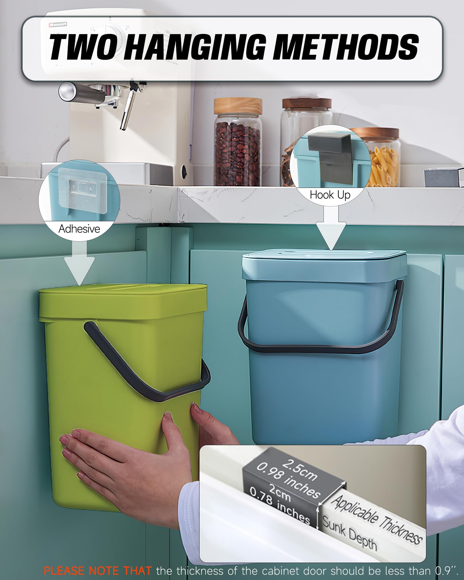 1.3 Gal Hanging Small Trash Can with Lid