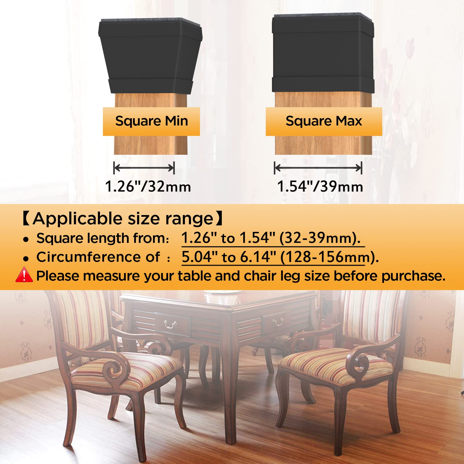 16 PCS Square Chair Leg Floor Protector (16 Count)