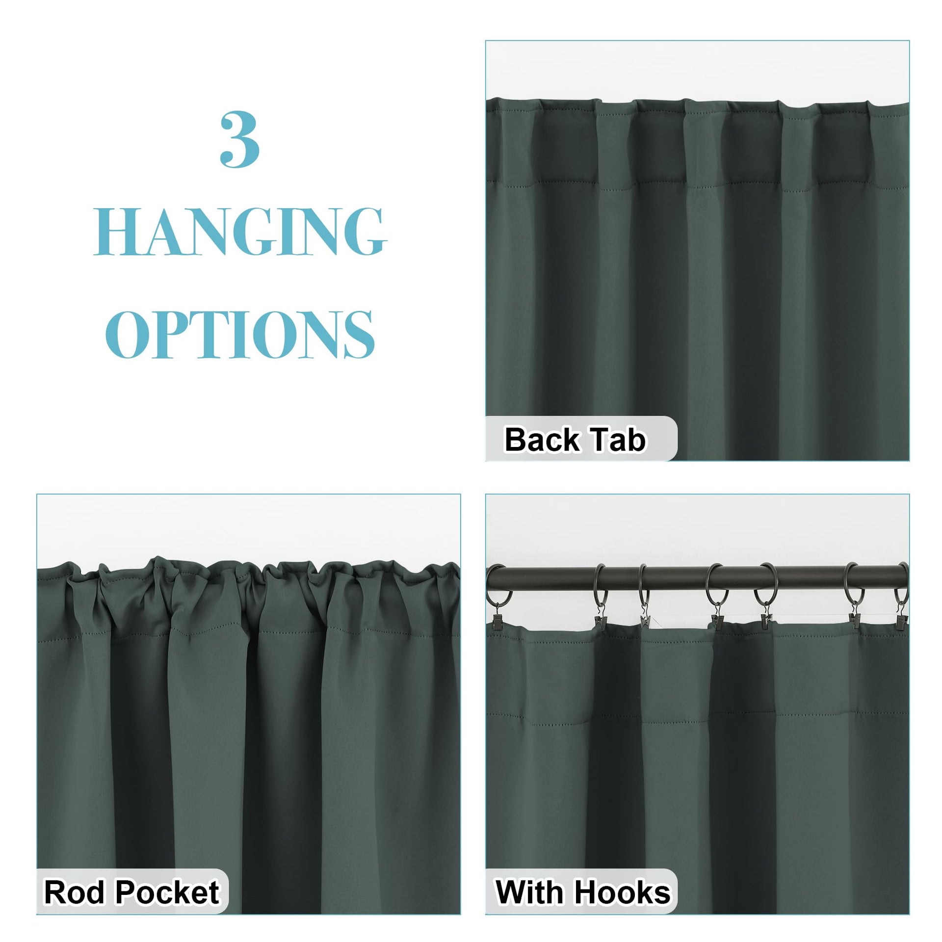 Blackout Curtains 63 inches Long for Bedroom (2 Count)