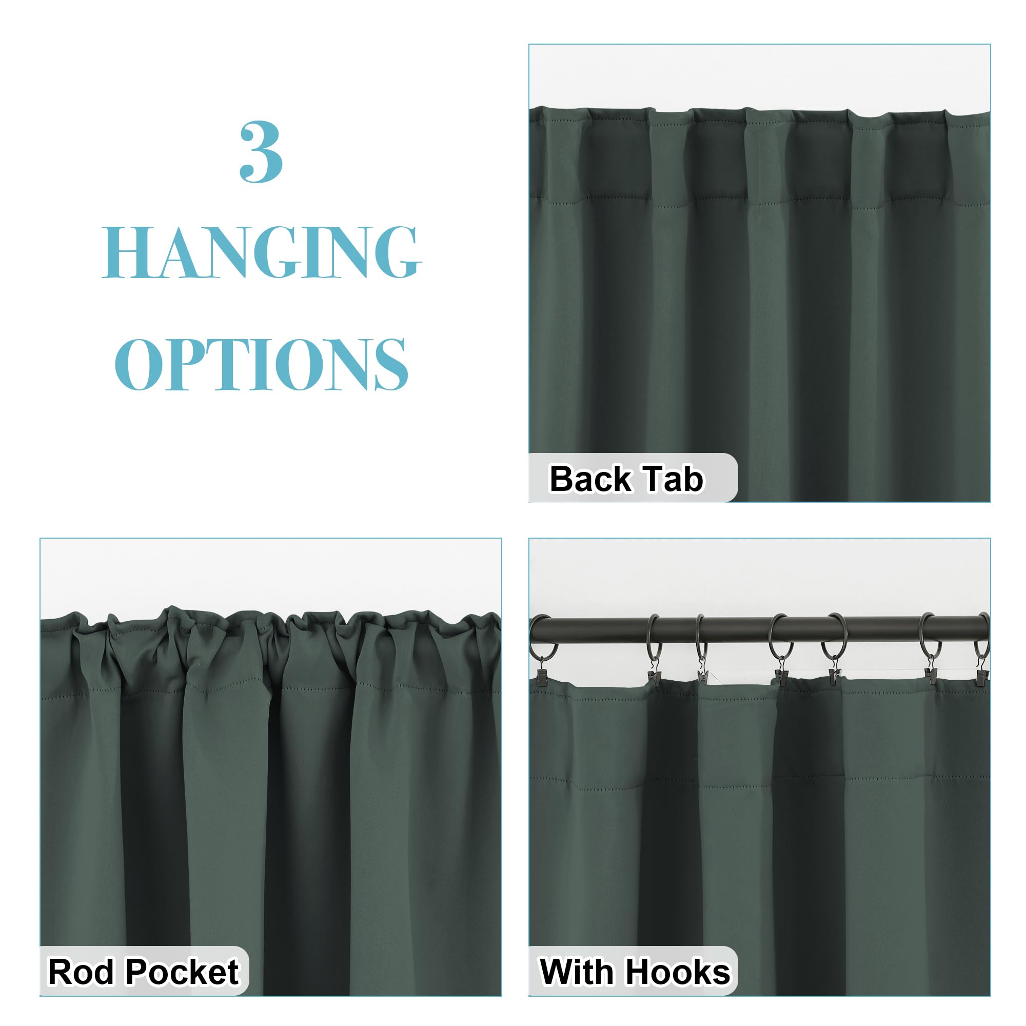 Blackout Curtains 63 inches Long for Bedroom (2 Count)