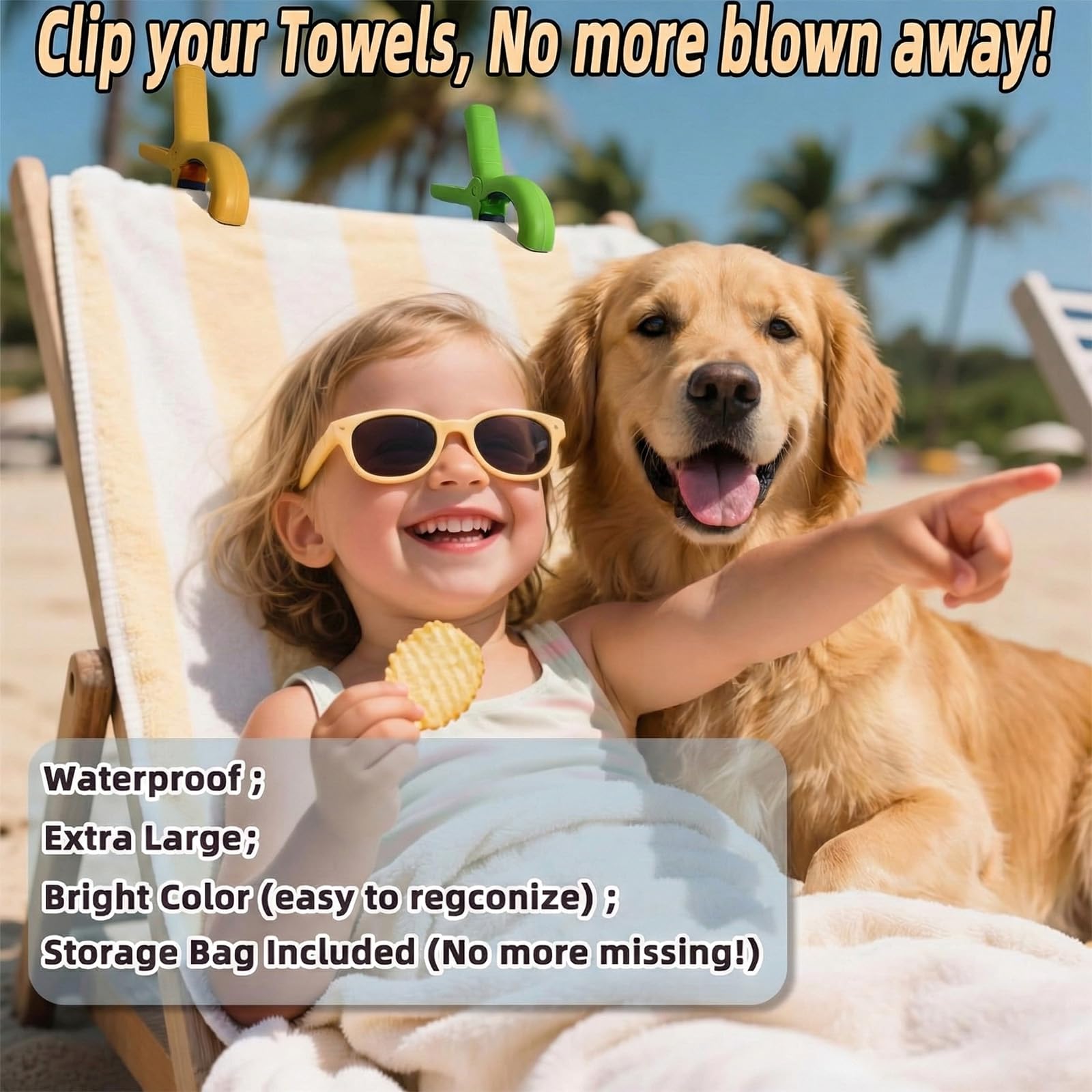 Large Beach Towel Clips for Beach Chairs