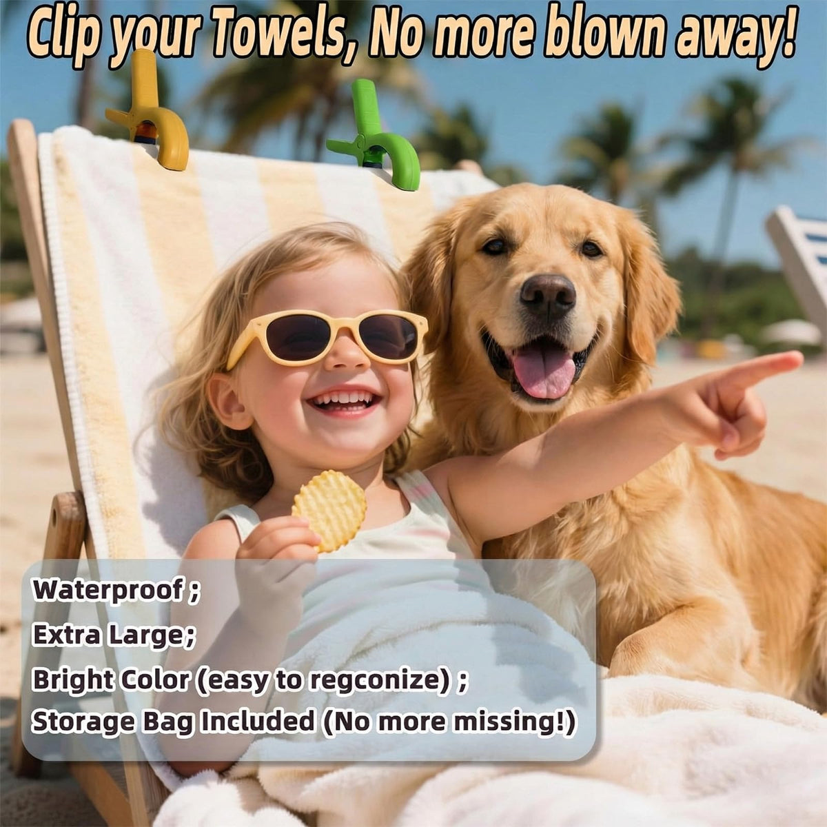 Large Beach Towel Clips for Beach Chairs