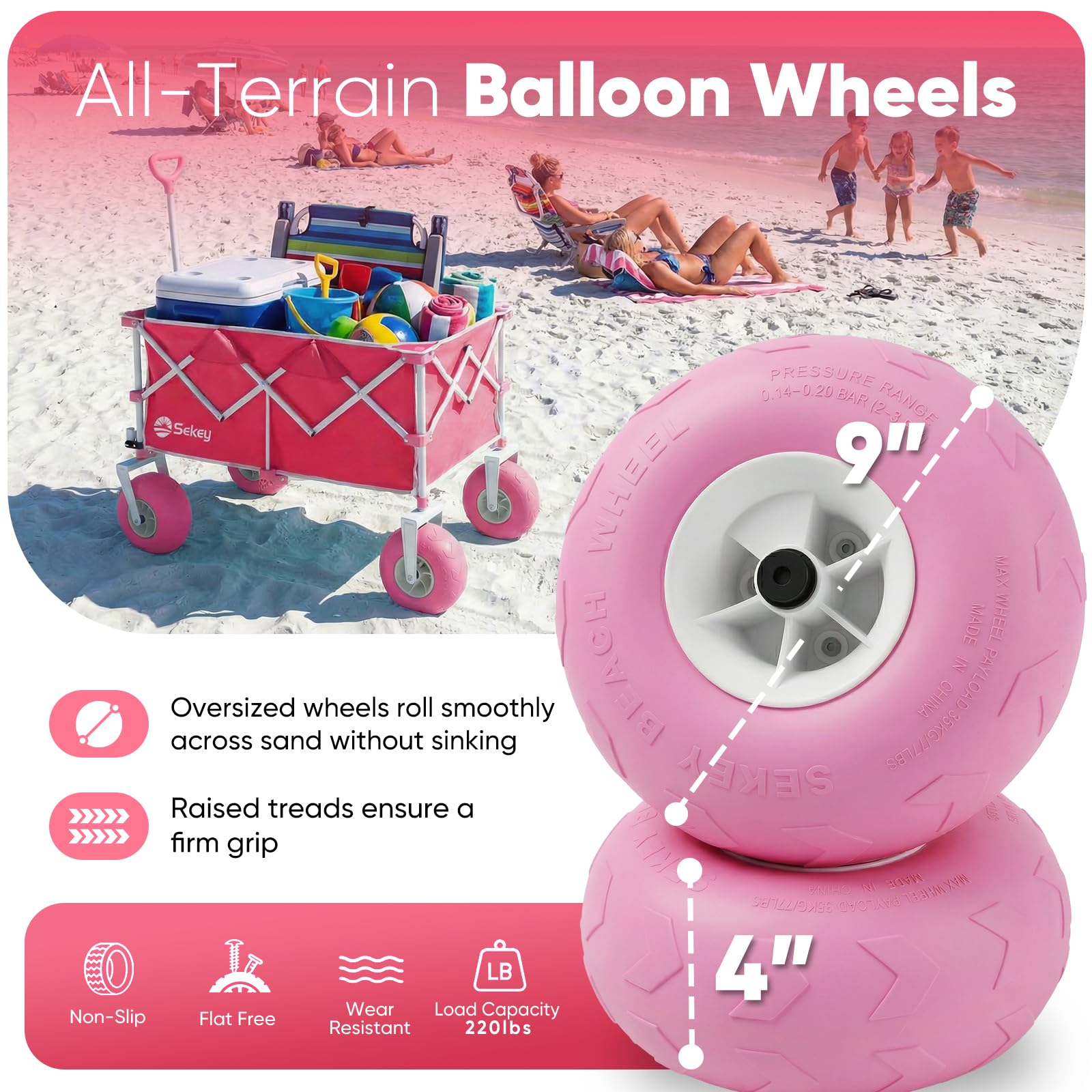 Heavy Duty Beach Wagon with 9" Big Sand
