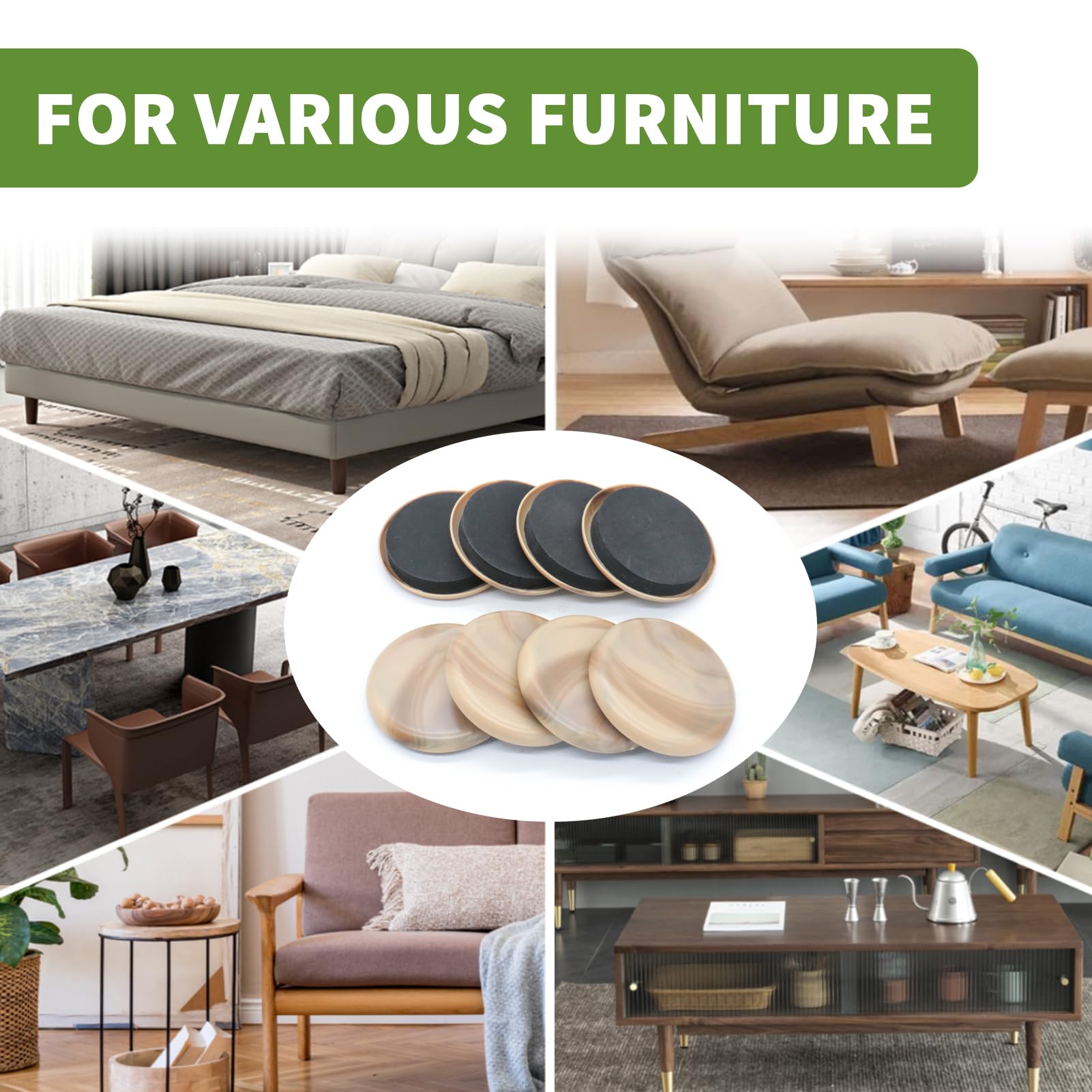 Furniture Sliders for Carpet 8 PCS (8 Count)