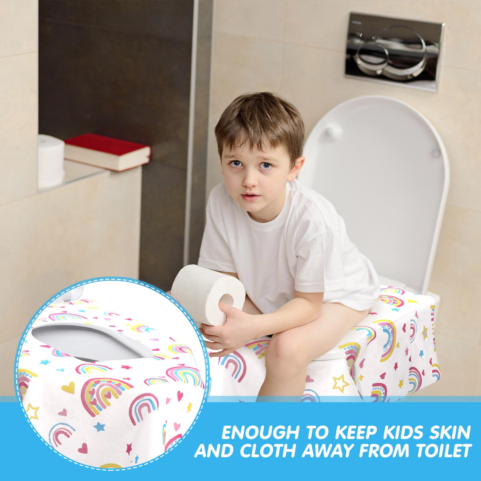 50 Packs Disposable Toilet Seat Covers Extra Large Individually Wrapped for Kids and Adults