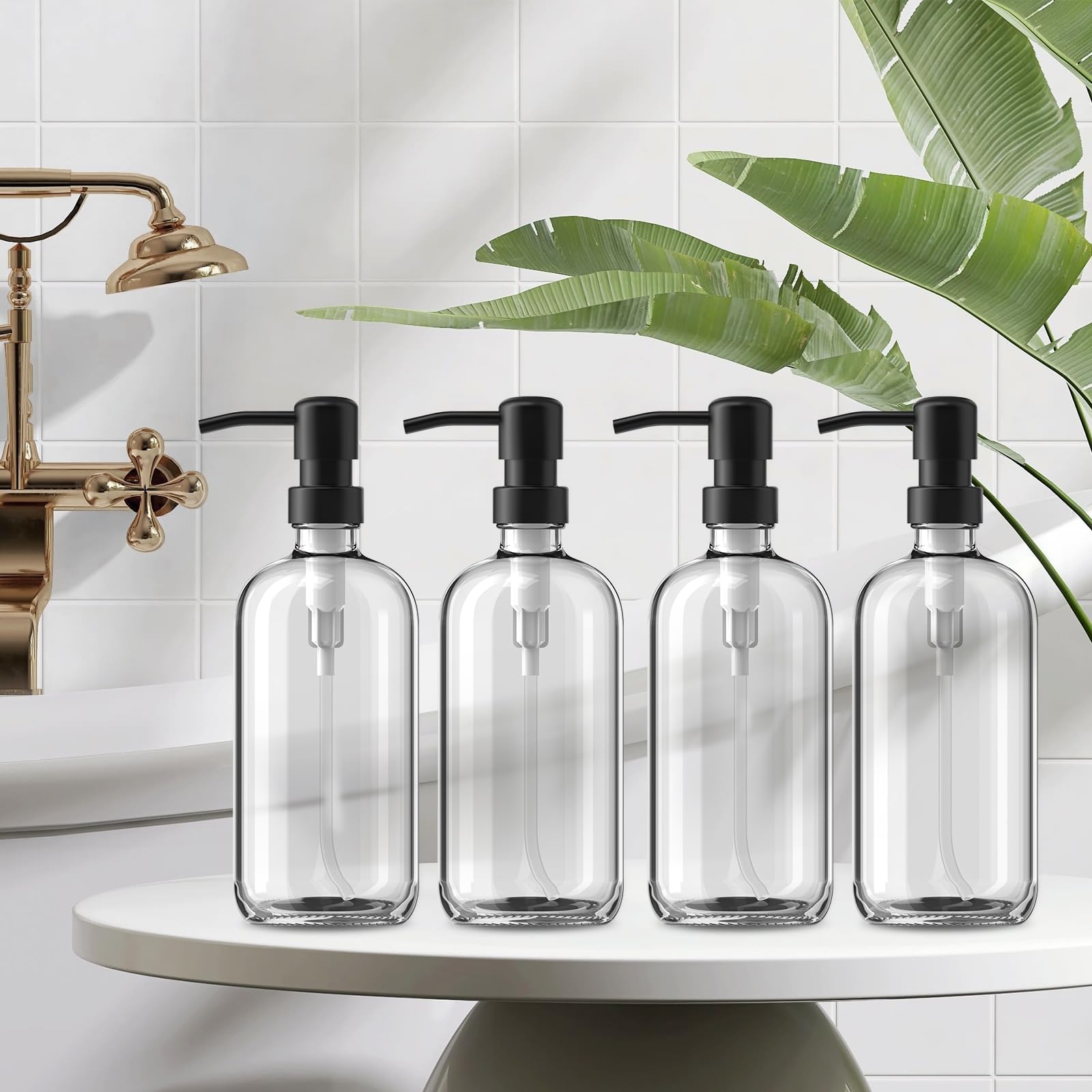 Glass Soap Dispenser with Pump (4 Count)