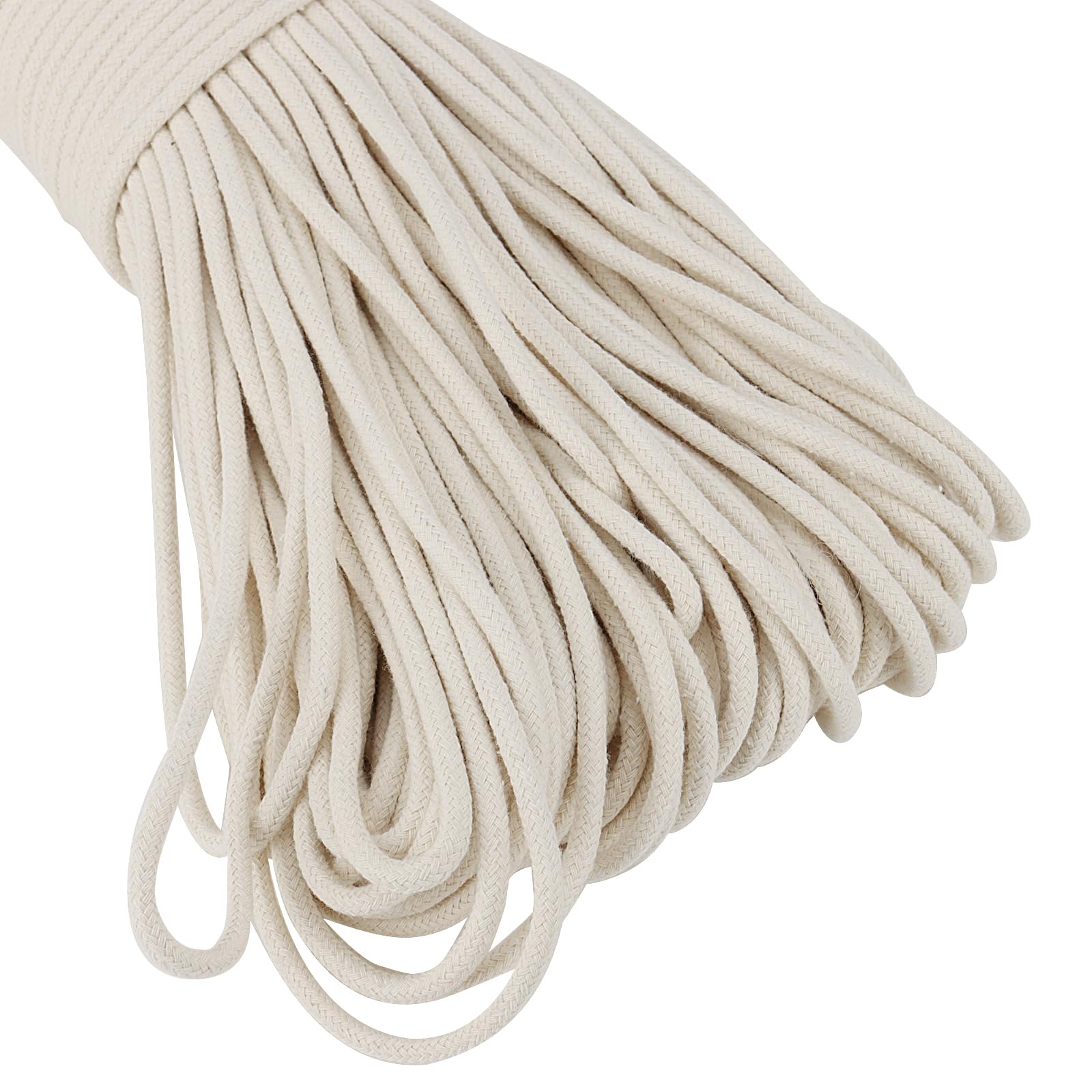 5 32 Inch White Natural Cotton Clothesline Rope (328.0842 Foot)