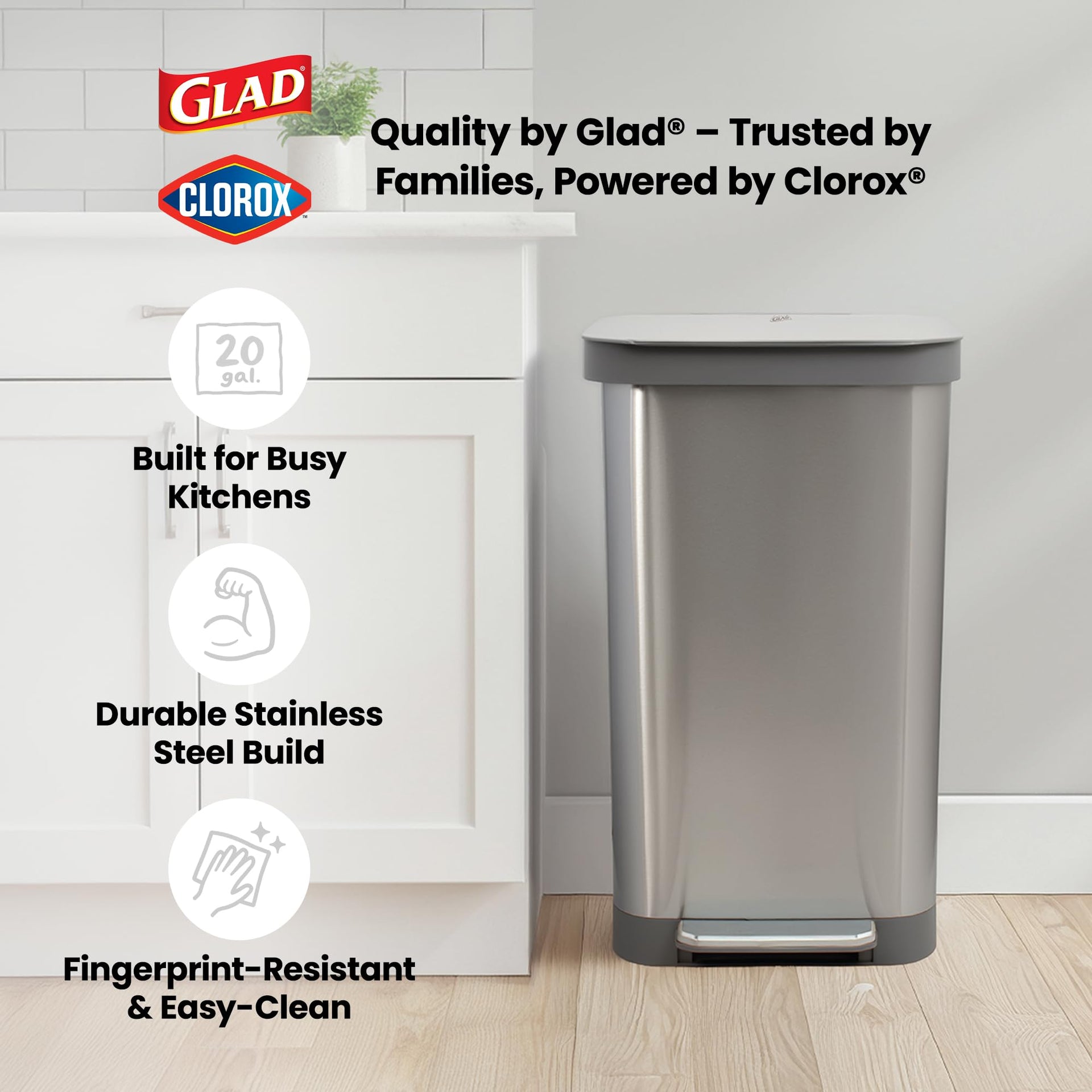 All Brushed Stainless Steel Trash Can