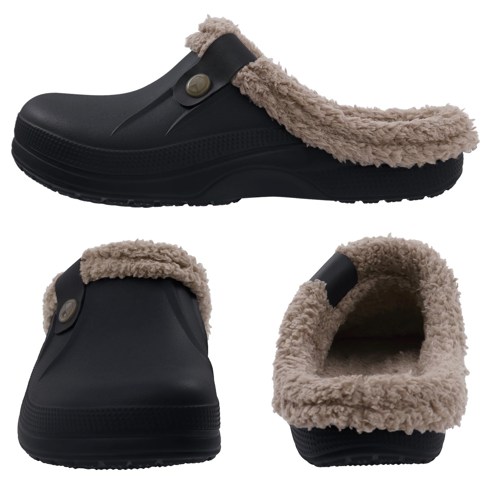 Fur Lined Clogs for Women & Men Fuzzy Slippers with Memory Foam