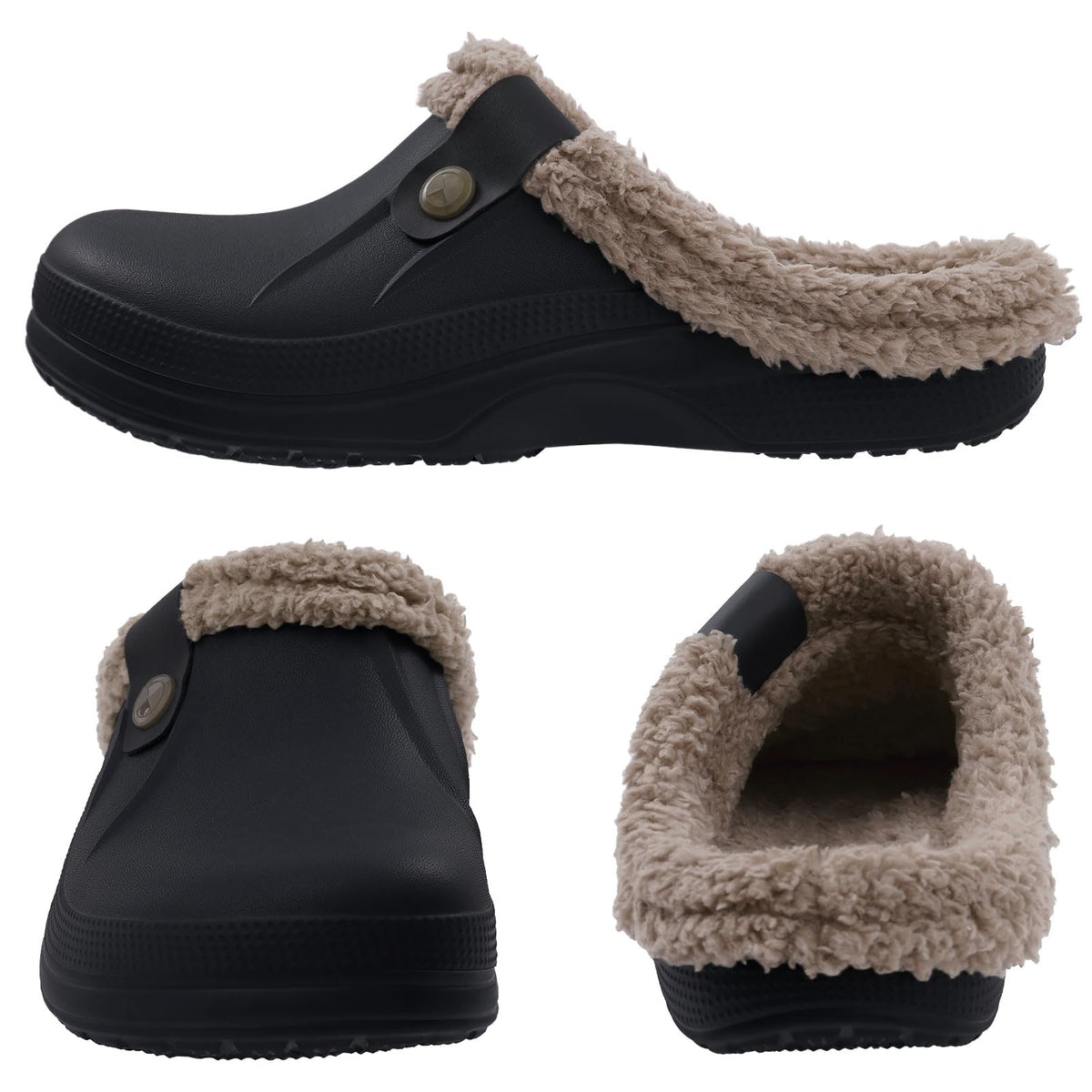 Fur Lined Clogs for Women & Men Fuzzy Slippers with Memory Foam