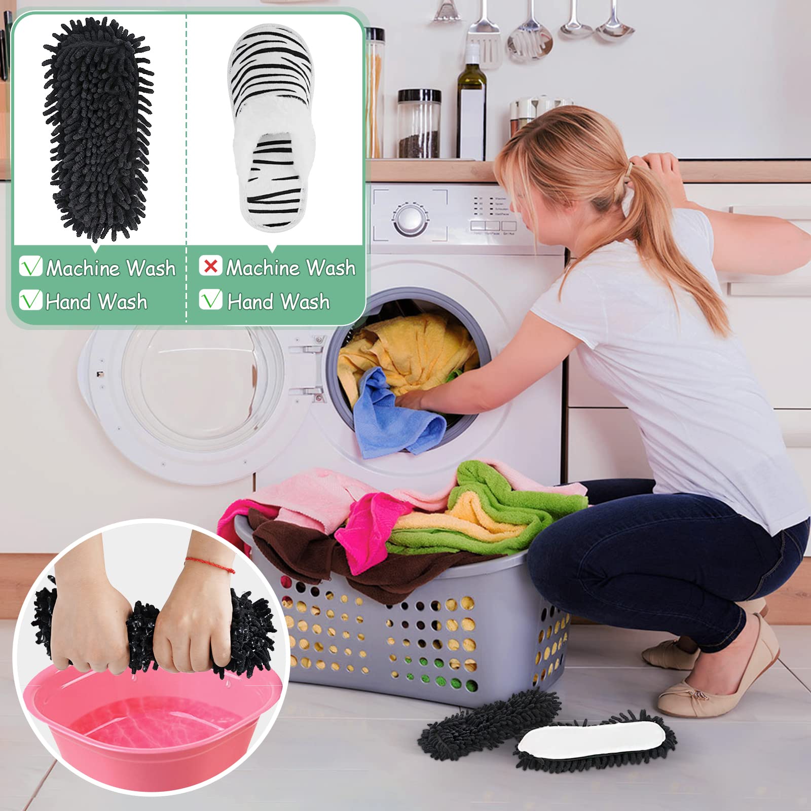 Detachable Microfiber Mop Slippers Floor Dust Cleaning for House