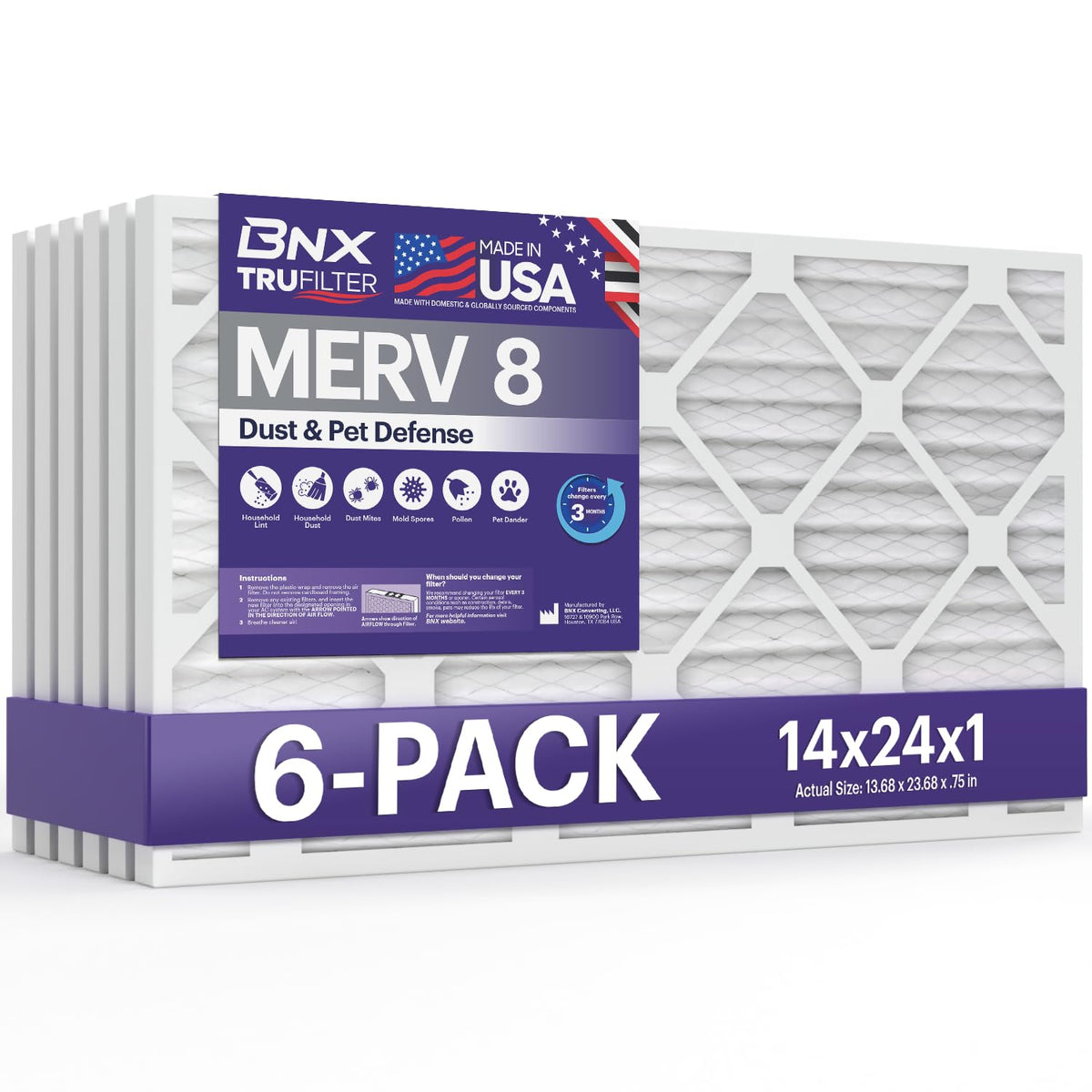 TruFilter 14x24x1 Air Filter MERV 8 (6 Count)