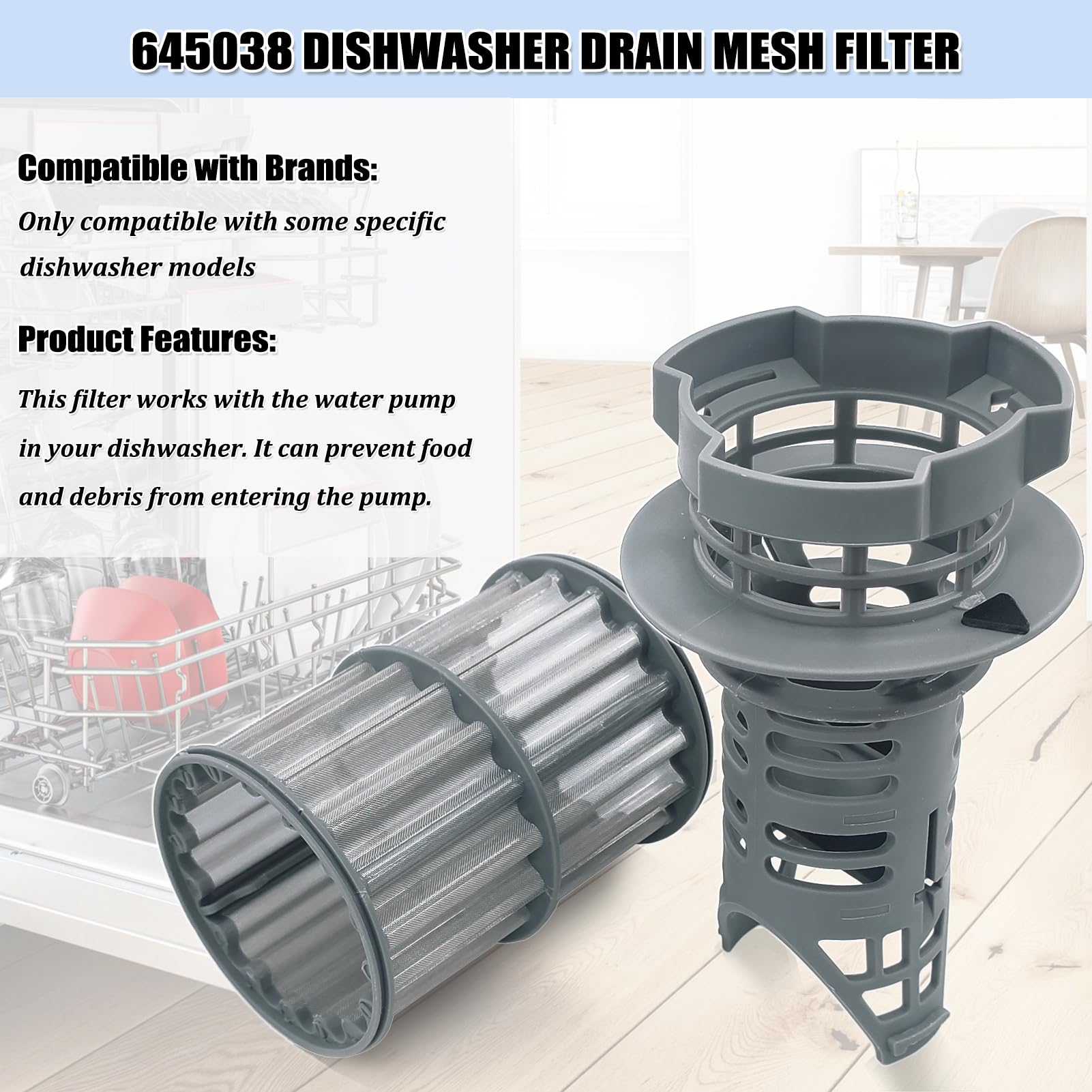 UPGRADED 645038 00645038 Dishwasher Drain Mesh Filter