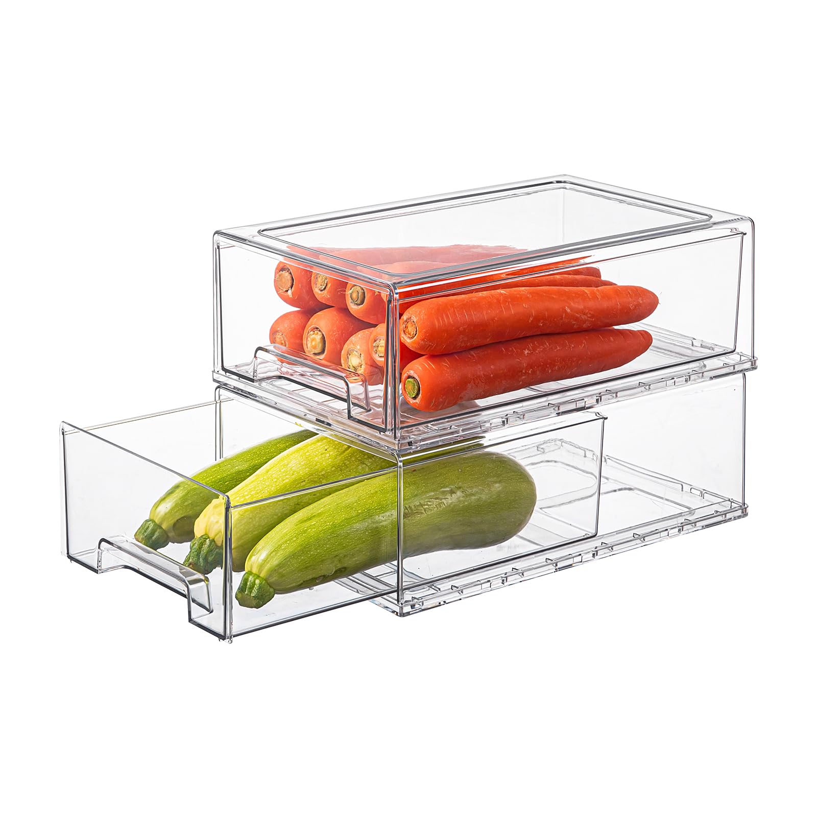 Clear Stackable Refrigerator Organizers and Storage Drawers (2 Count)