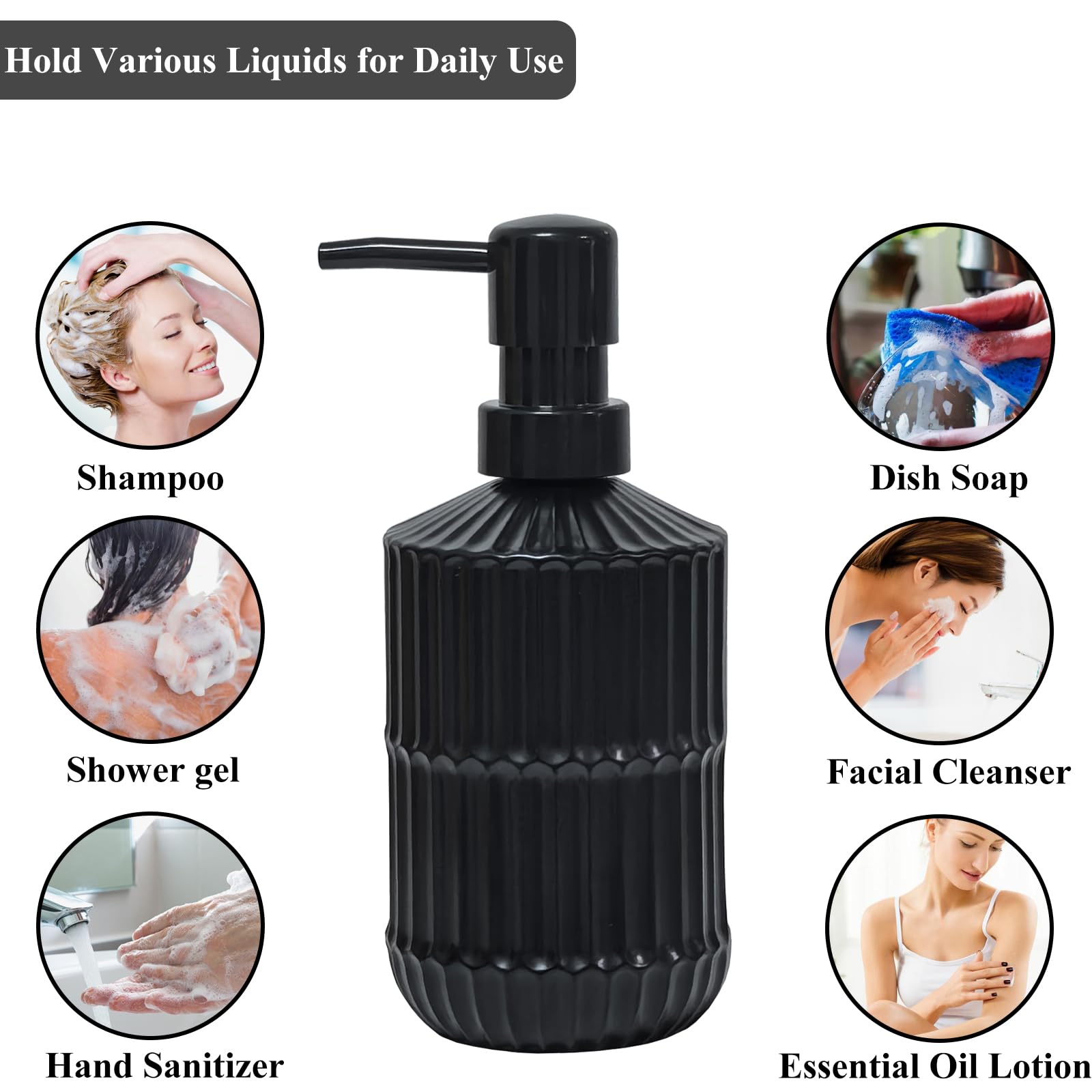 Black Glass Soap Dispenser with Pump