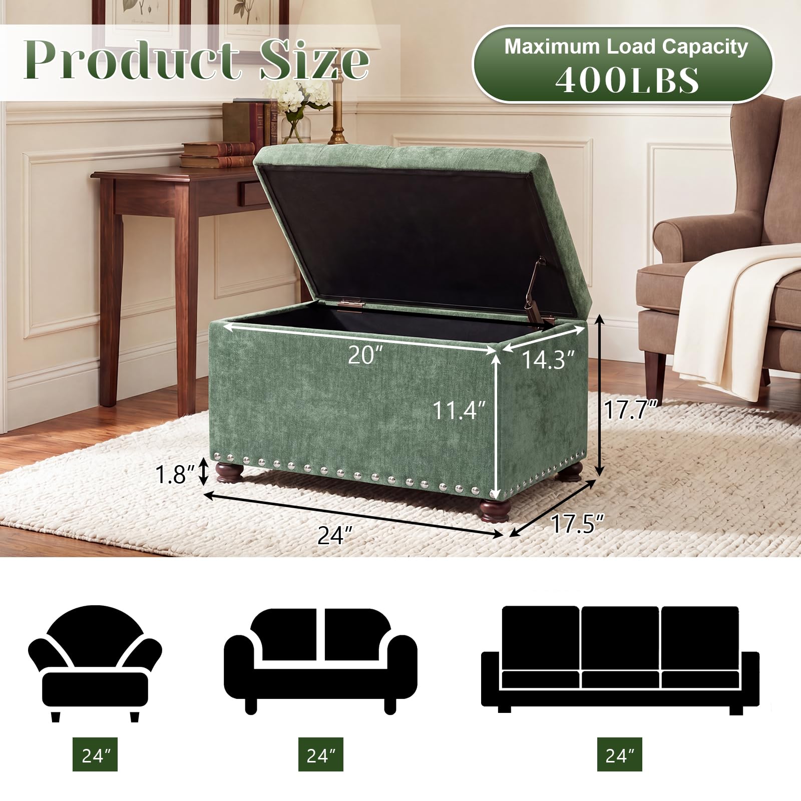 24" Storage Ottoman