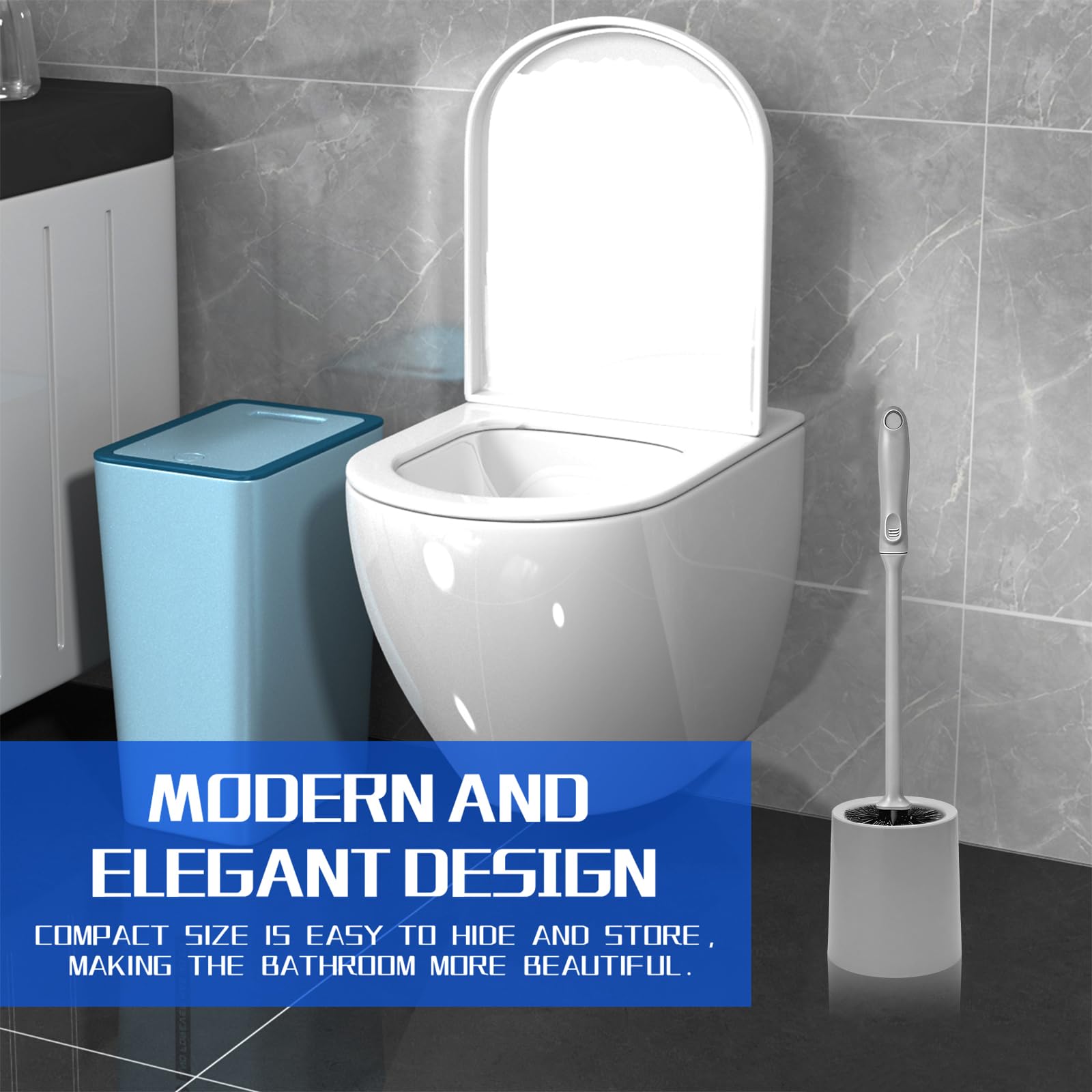 Toilet Brush and Holder 3 Pack with Long Handle