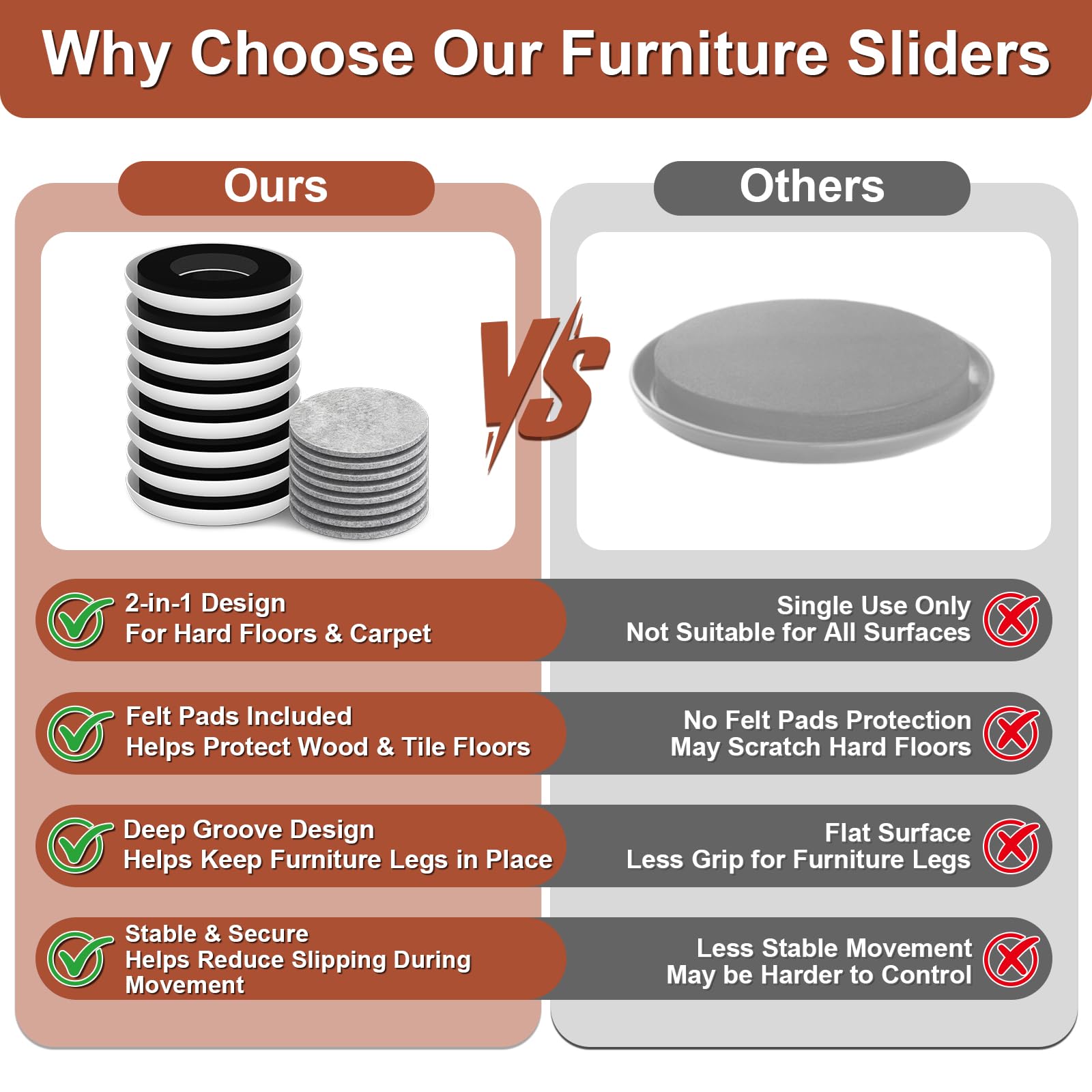 Furniture Sliders for Hardwood Floors (16 Count)