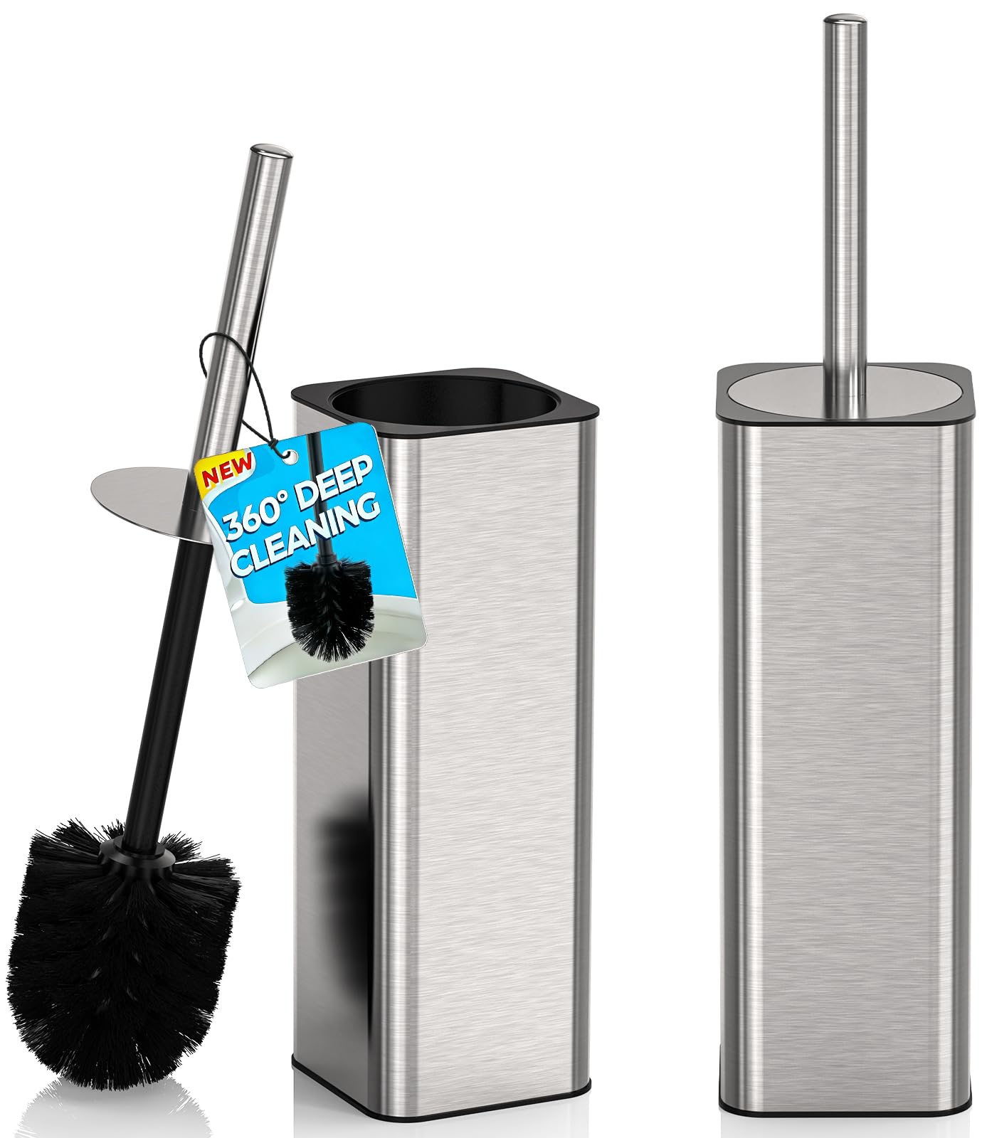 Toilet Bowl Brush and Holder for Bathroom Silver
