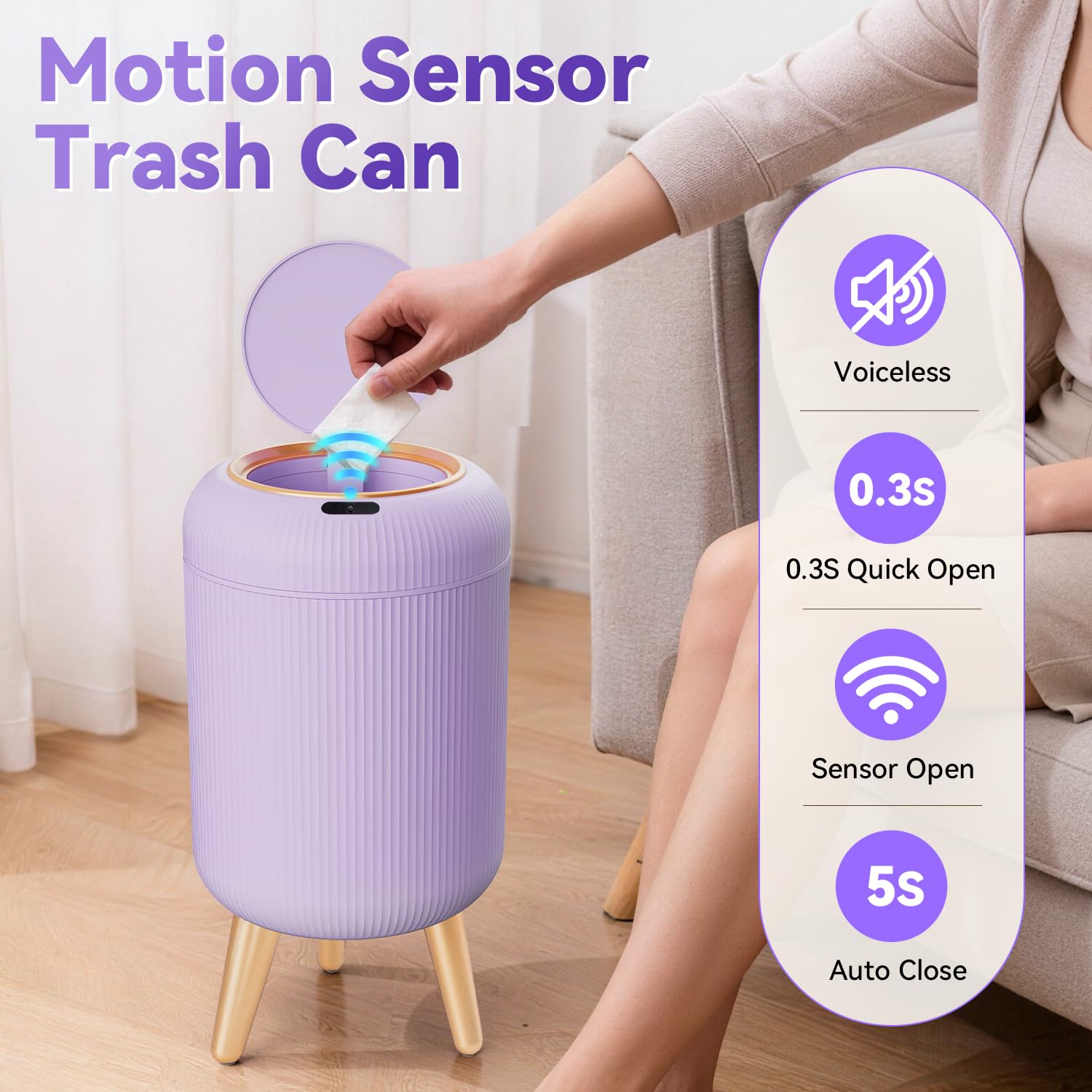 Bathroom Trash Can Automatic Touchless