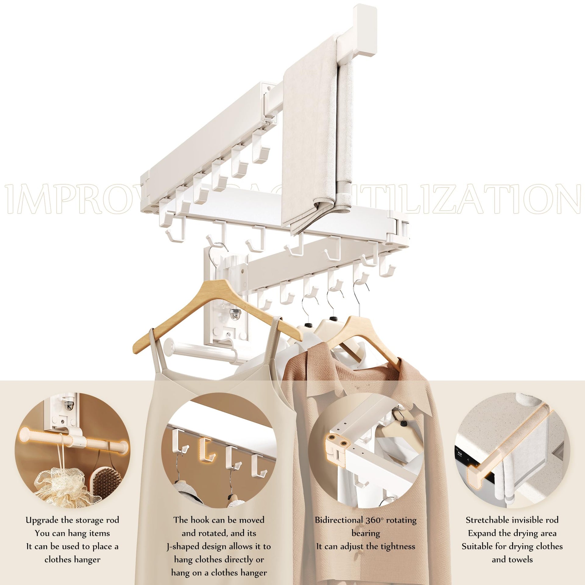 Wall Mounted Collapsible Clothes Drying Rack