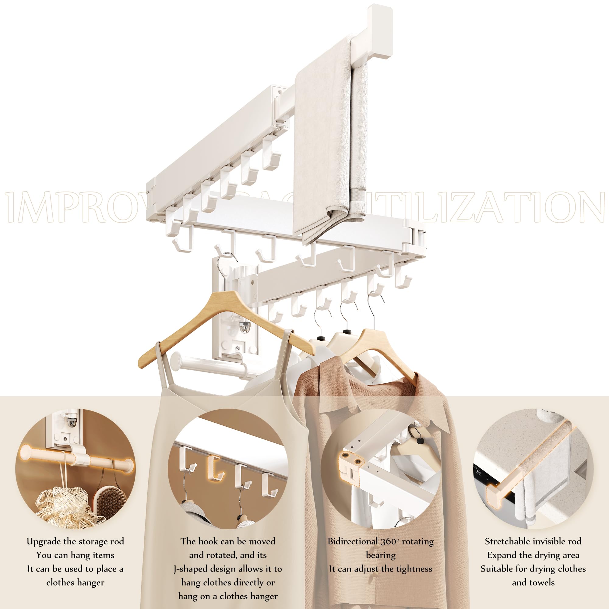 Wall Mounted Collapsible Clothes Drying Rack
