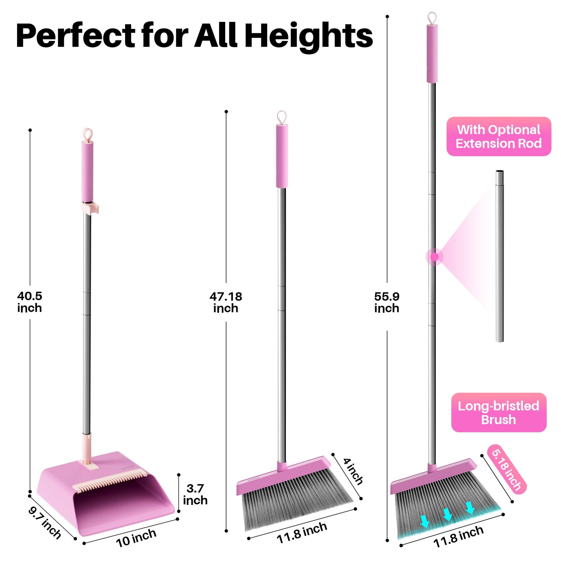 Pink Broom and Dustpan Set