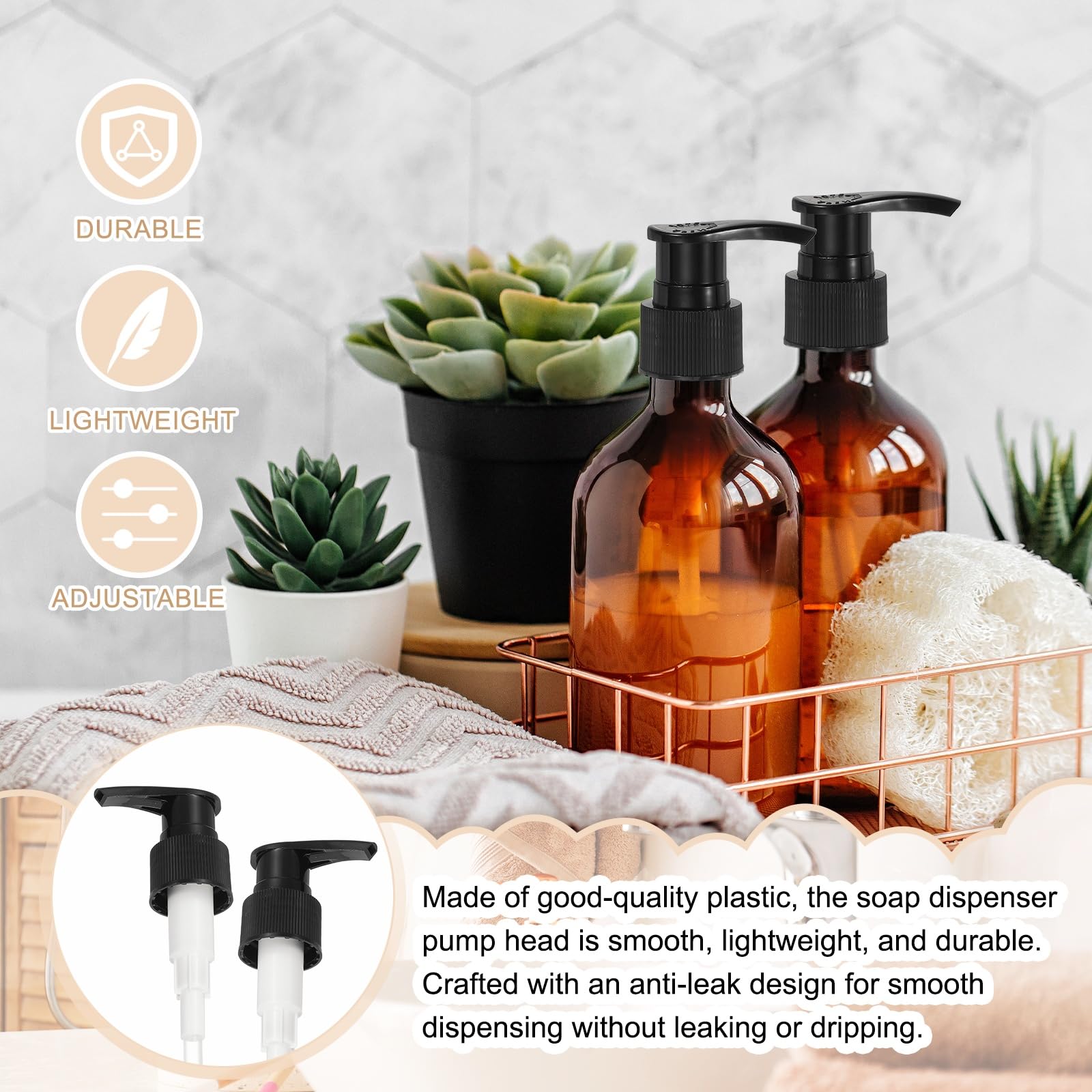 8 Pcs Soap Dispenser Pump Heads Soap Dispensers Top Pumps Replacement Switch Pumphead for Standard 24 (8 Count)