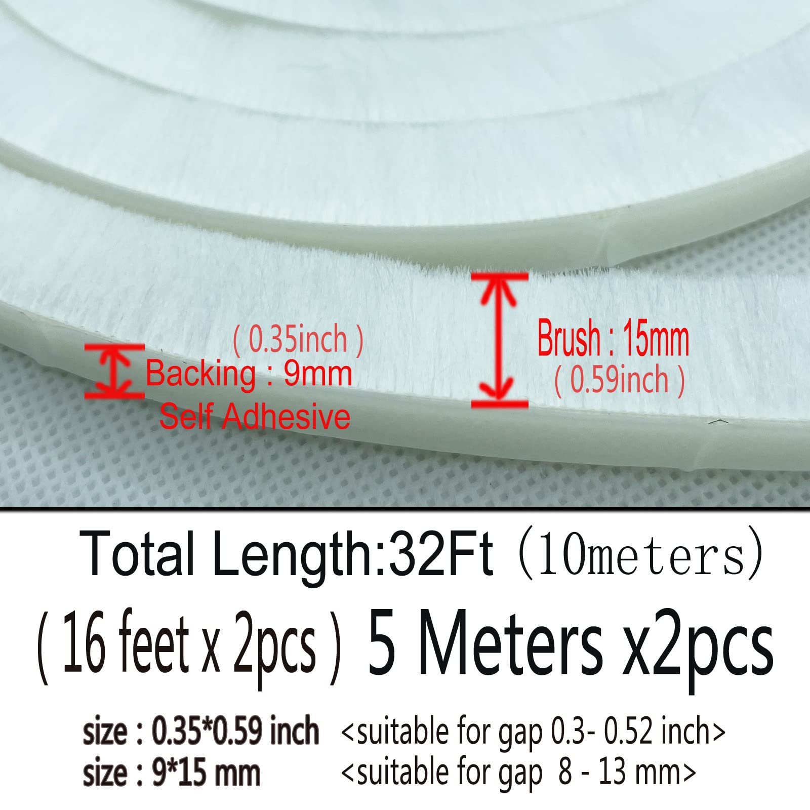32 Ft Weather Stripping Self Adhesive Seal Strip Weatherstrip for Windows and Doors House Soundproofing (32.81 Foot)