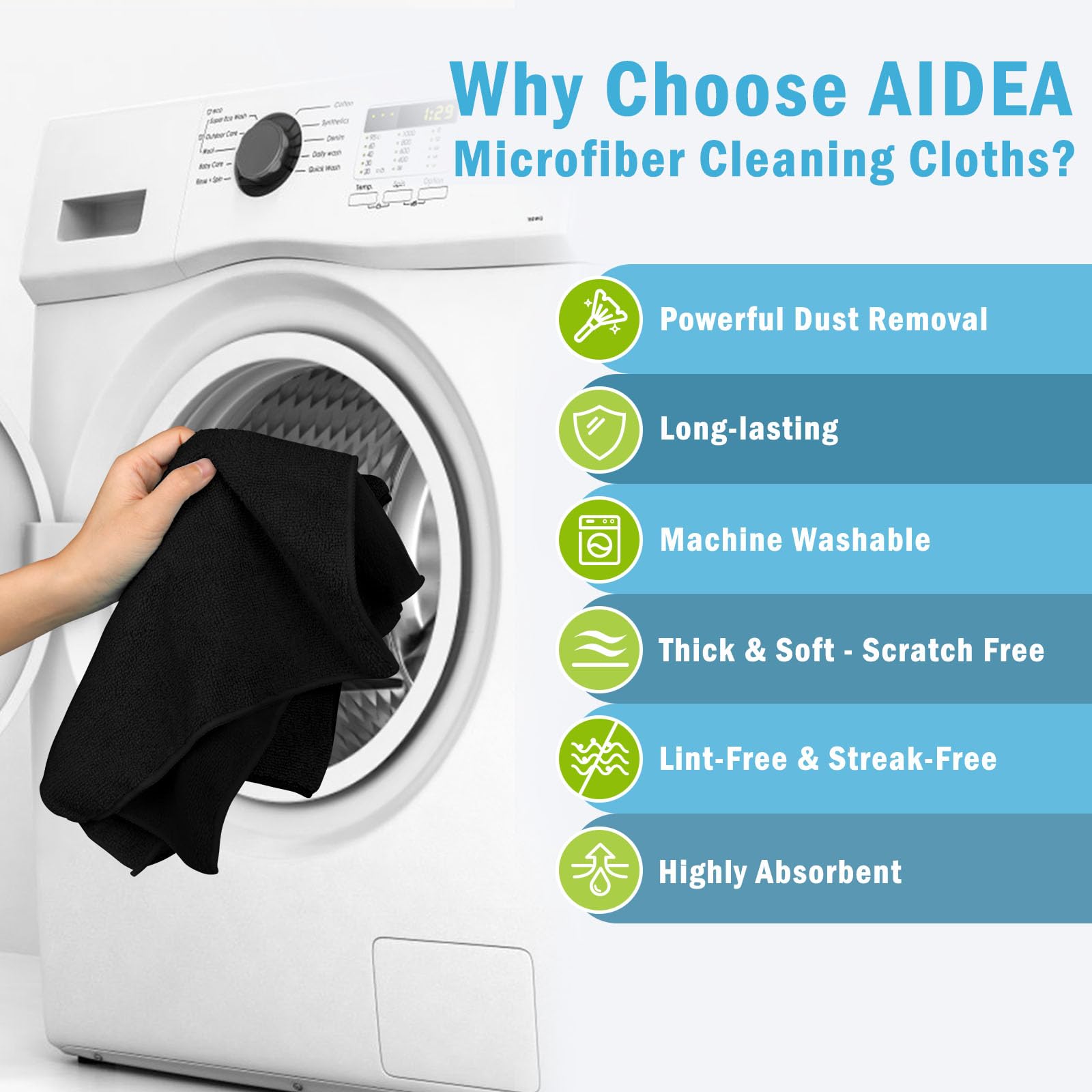 Black Microfiber Cleaning Cloth (100 Count)