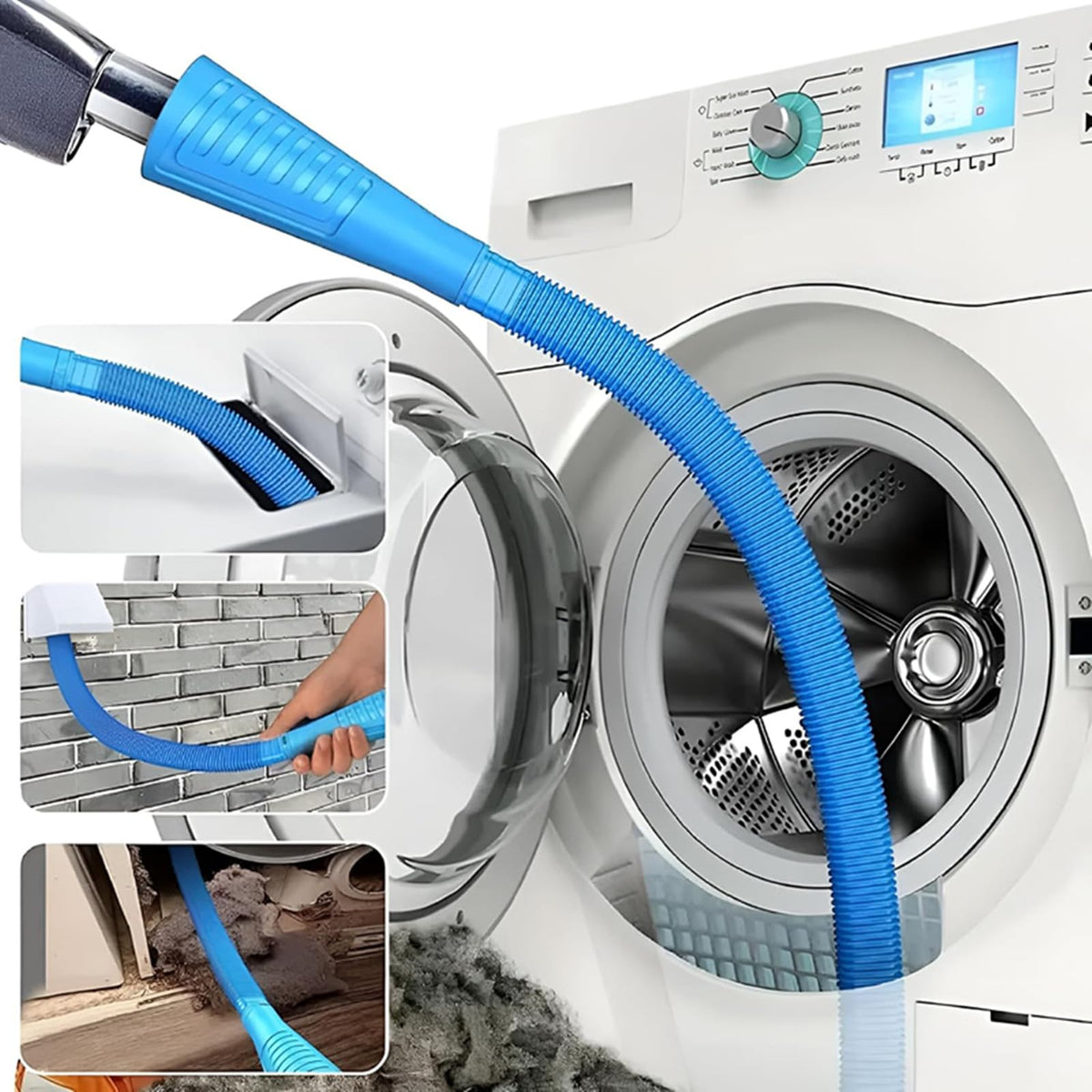 Universal Dryer Vent Cleaner Kit Compatible with Most Vacuum Cleaner Include Vacuum Hose Attachment Accessories Brush Lint Act Brush