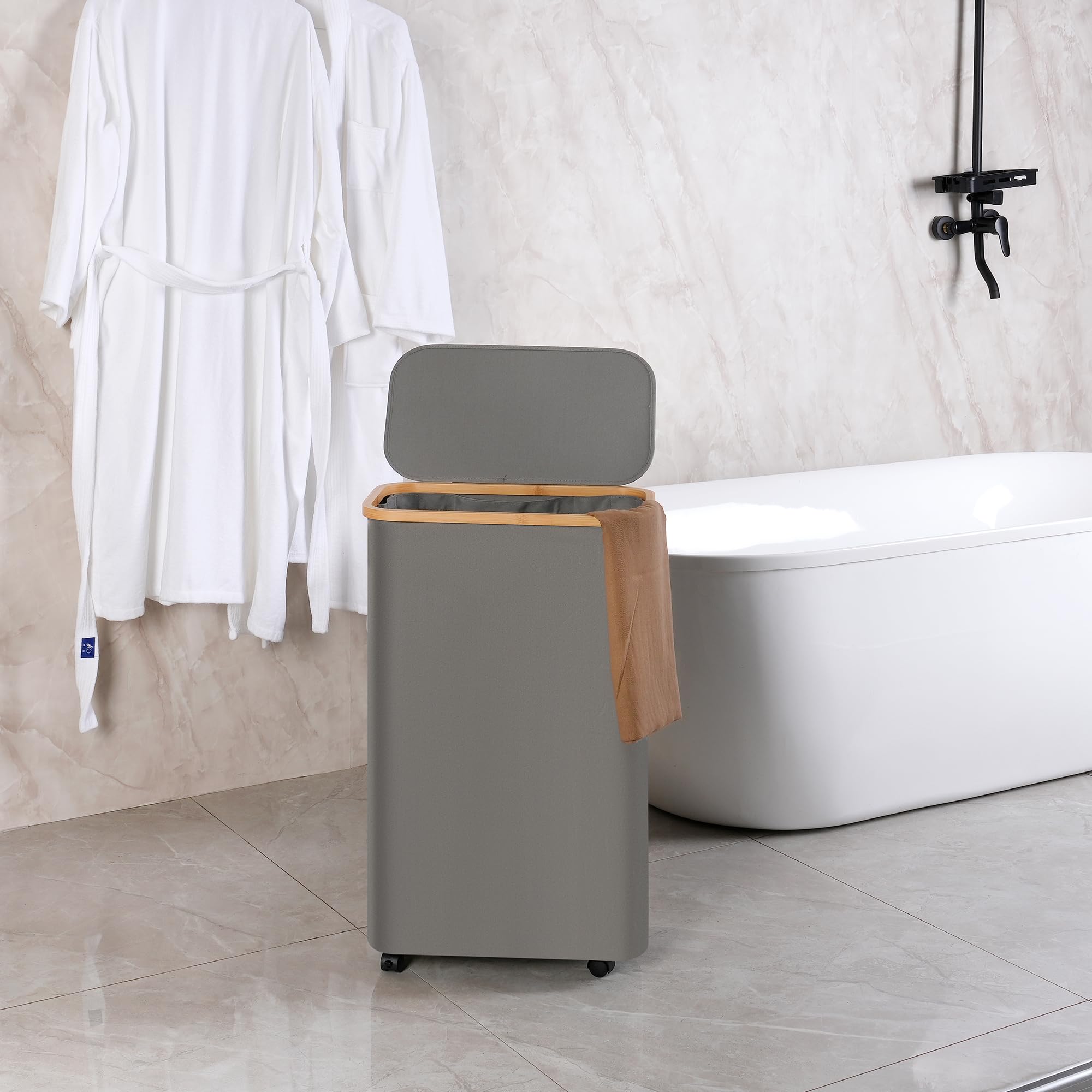 Slim Laundry Basket with Wheels